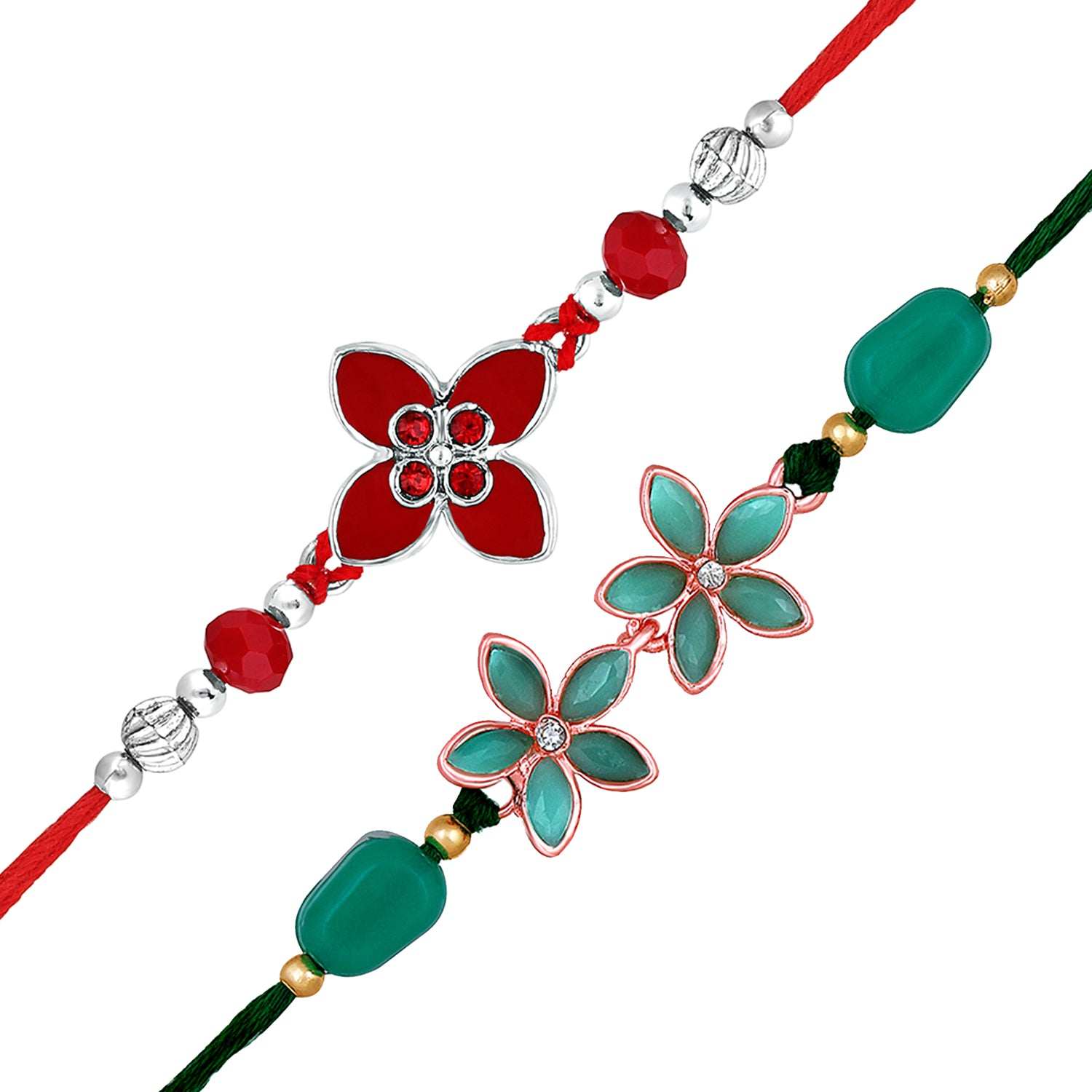 Trendy Floral Rakhi Combo Set of 2