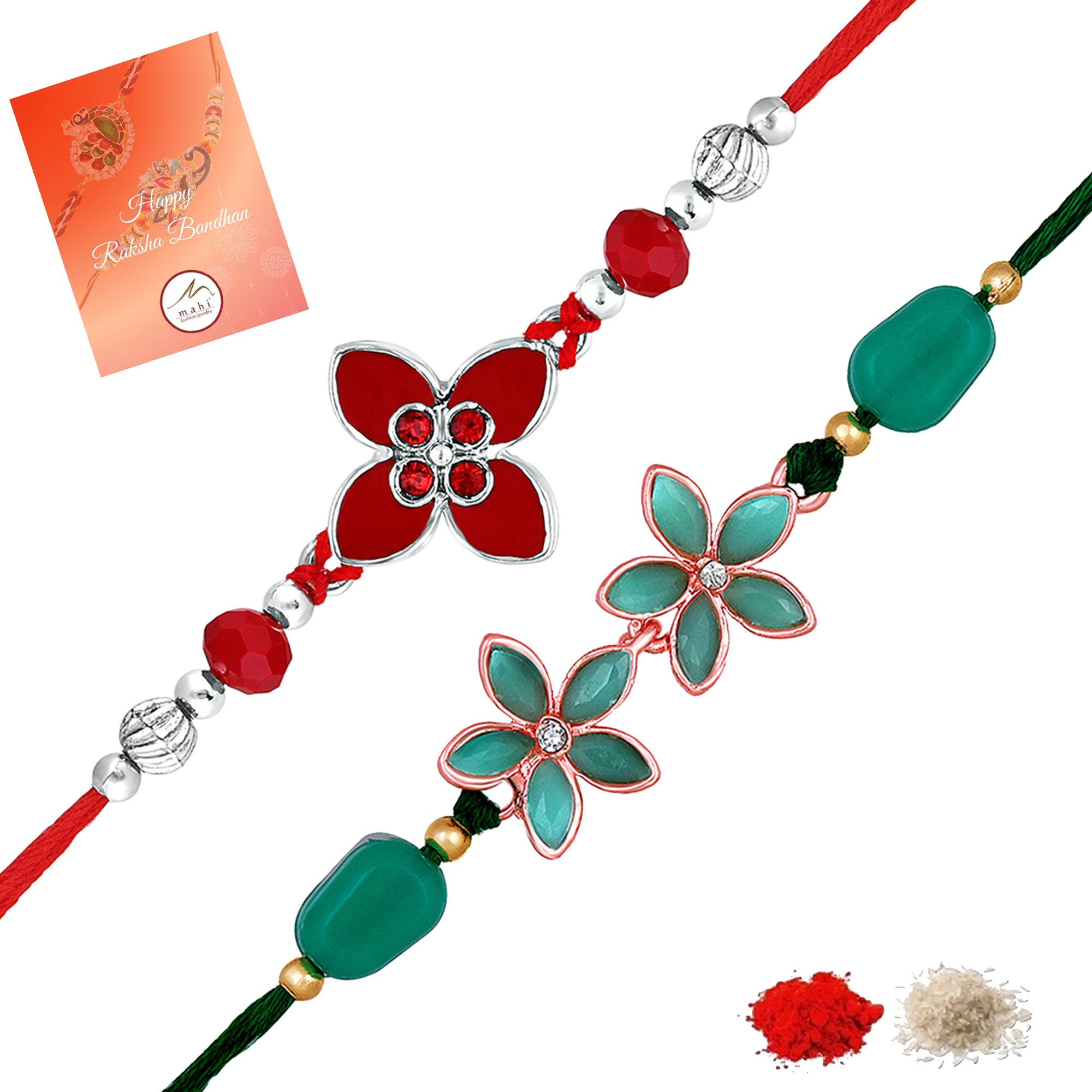 Trendy Floral Rakhi Combo Set of 2