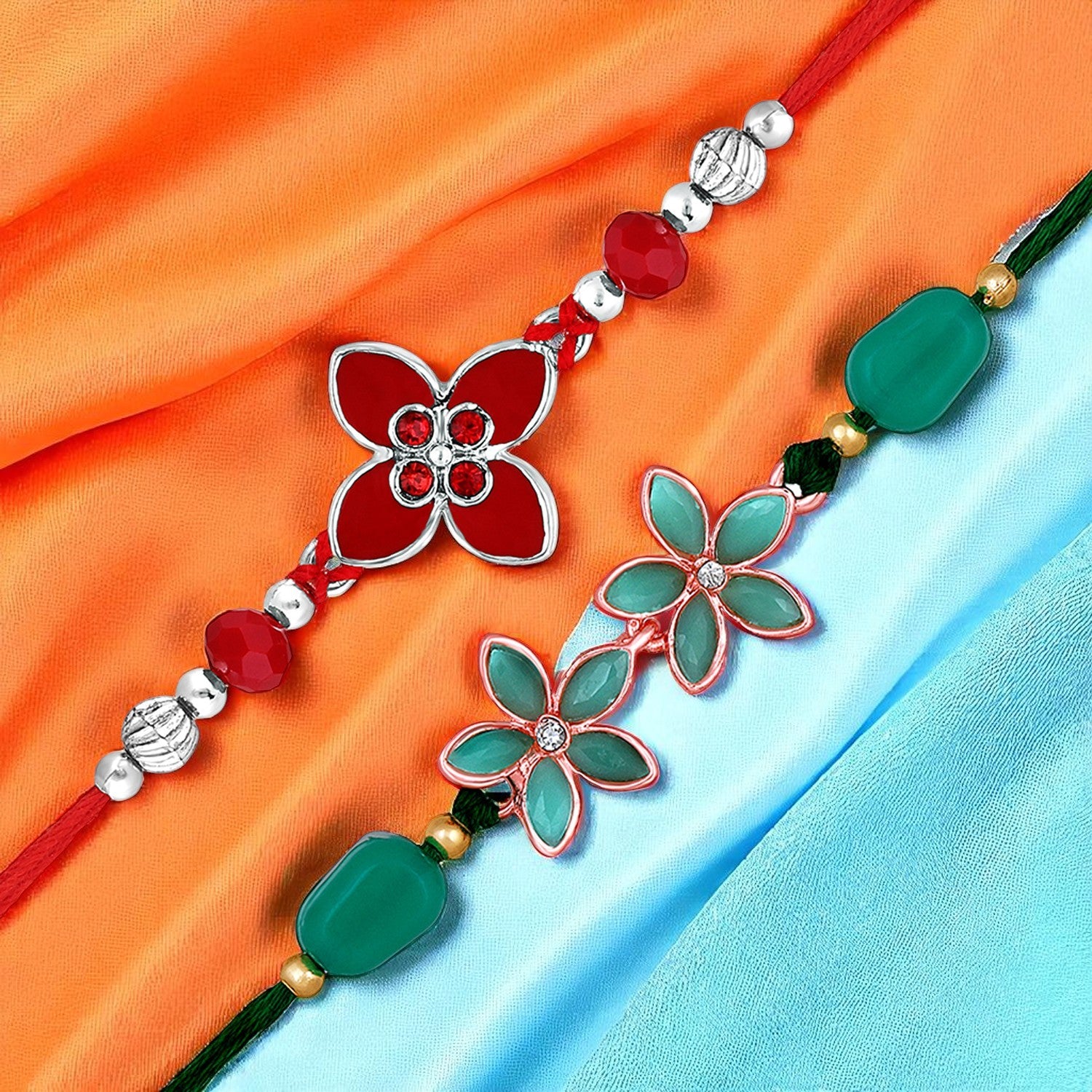 Trendy Floral Rakhi Combo Set of 2
