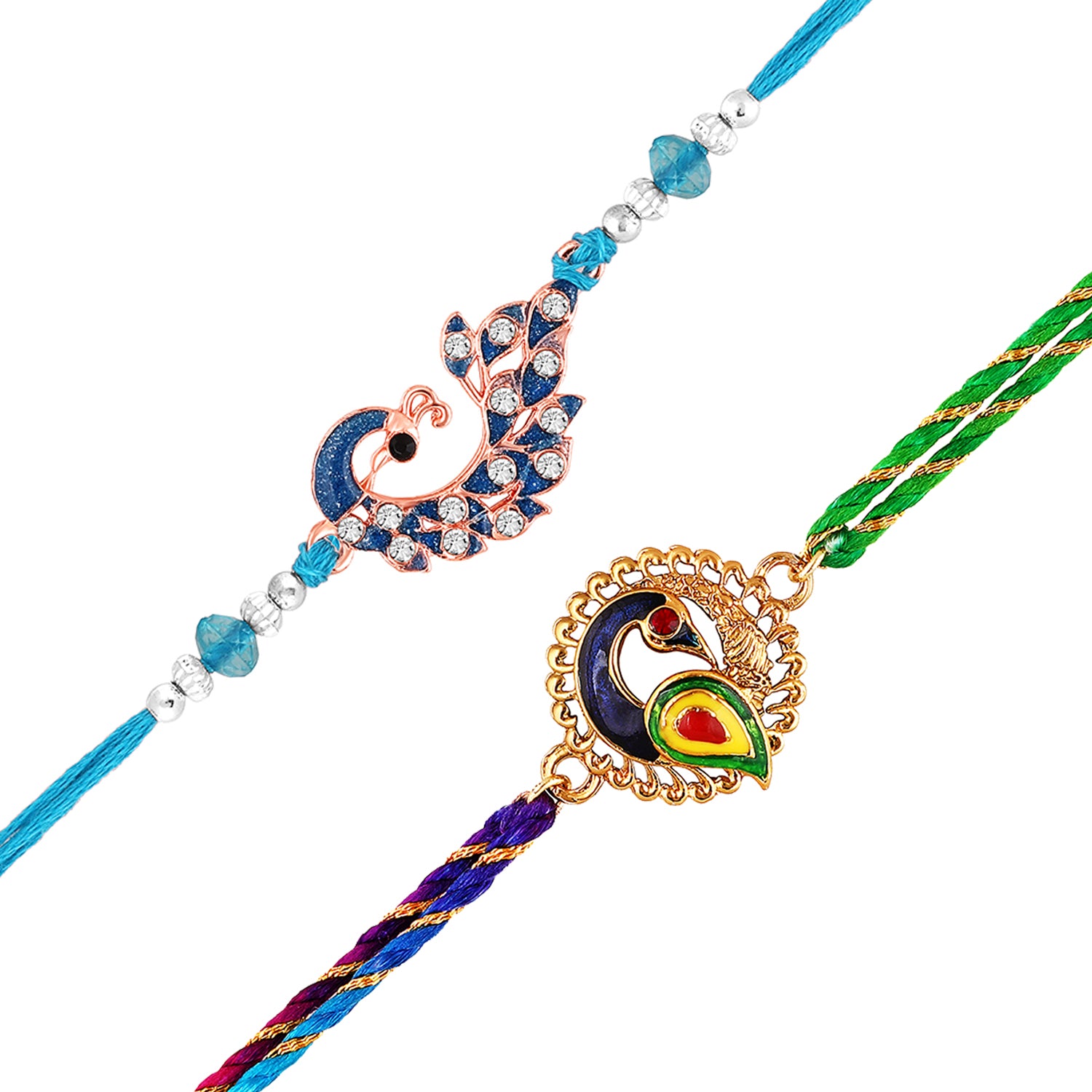 Peacock-Shaped Rakhi's Combo of 2 for Brother