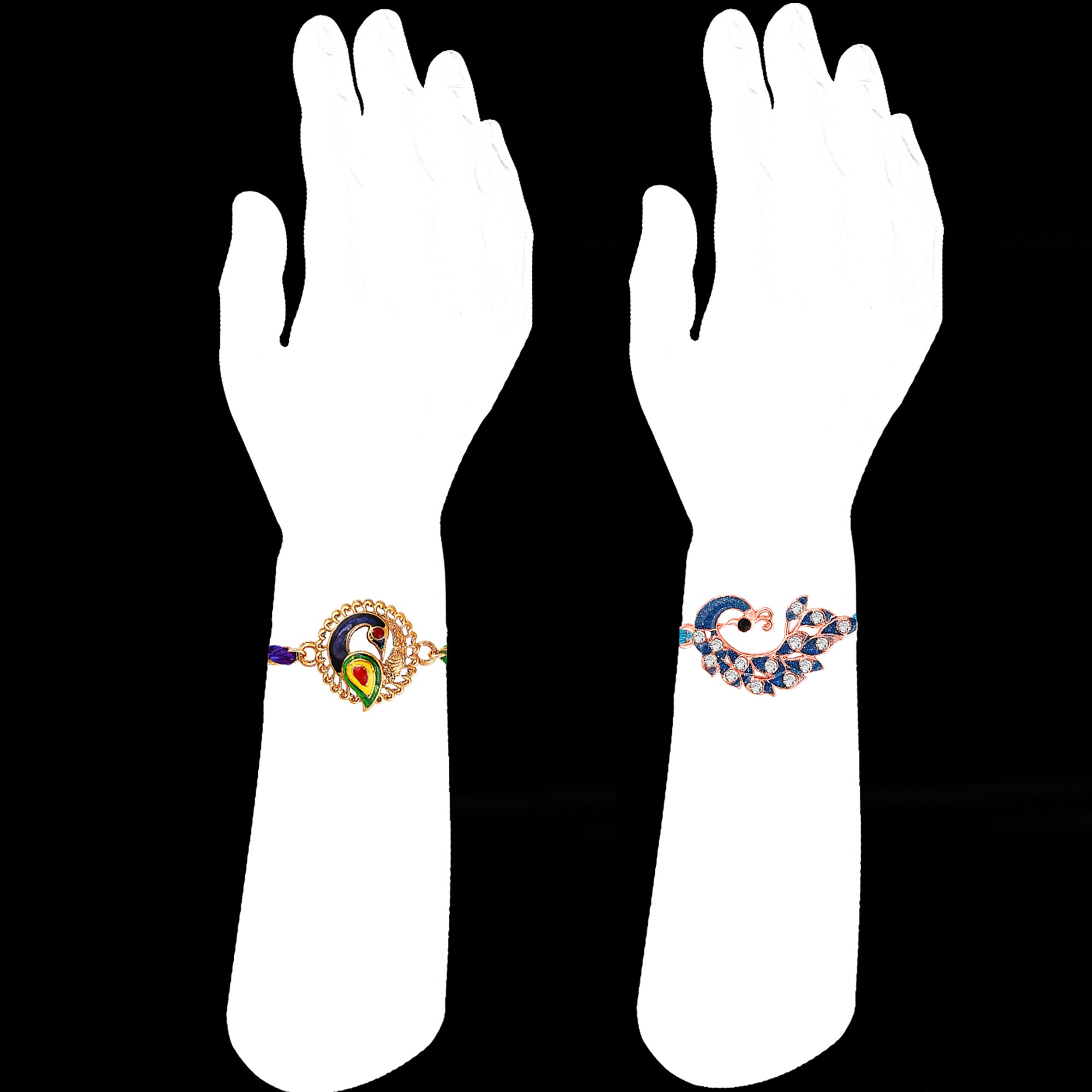 Peacock-Shaped Rakhi's Combo of 2 for Brother