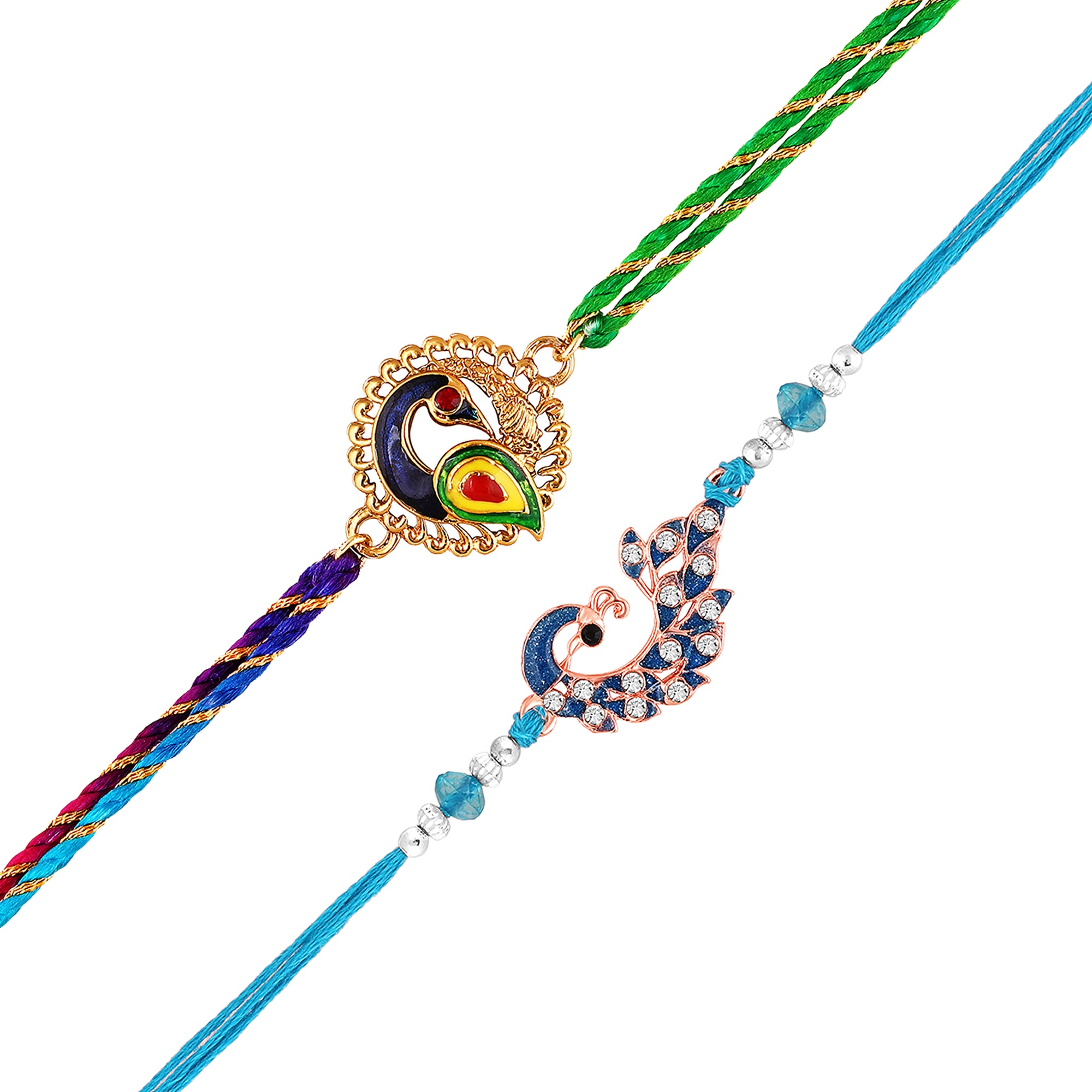 Peacock-Shaped Rakhi's Combo of 2 for Brother