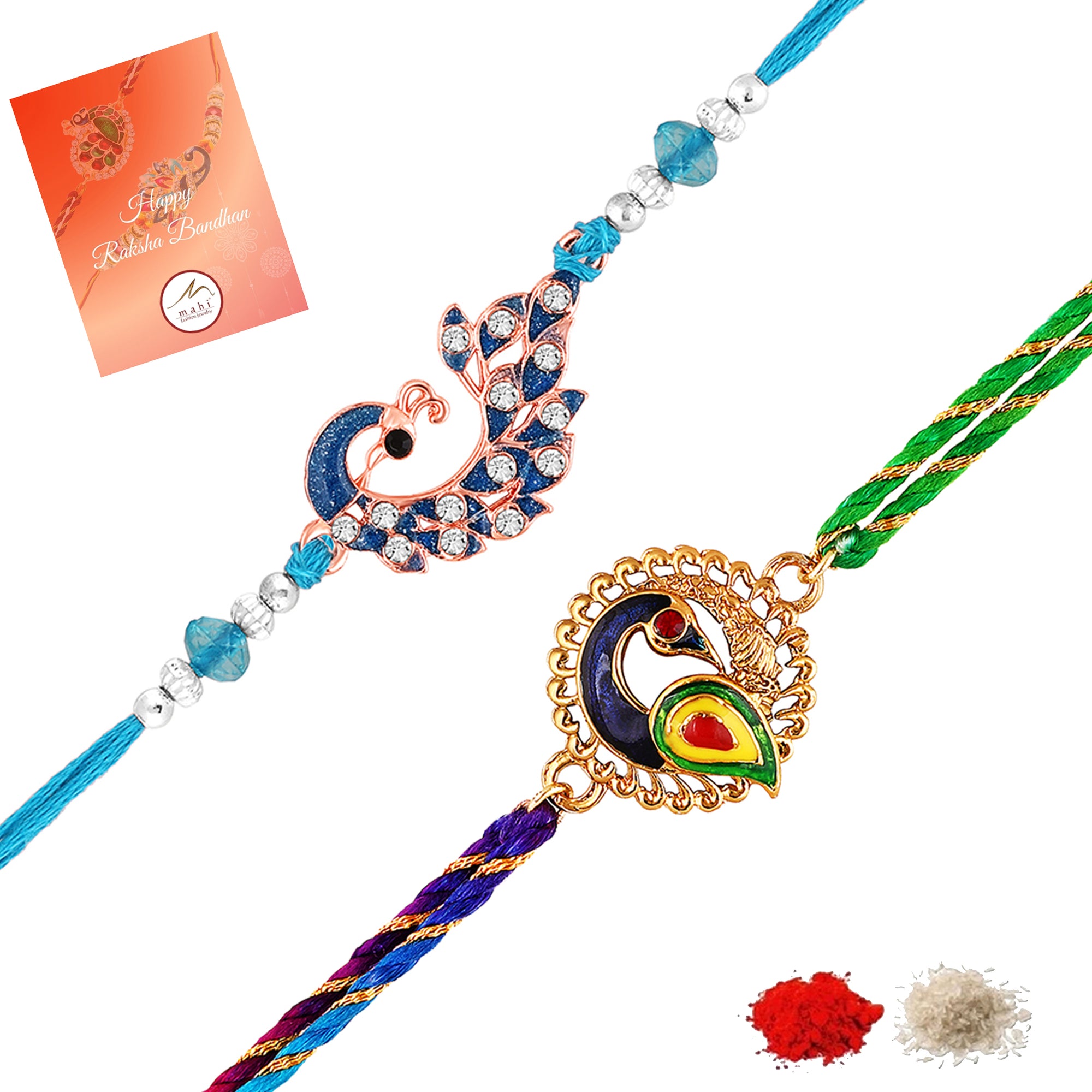 Peacock-Shaped Rakhi's Combo of 2 for Brother