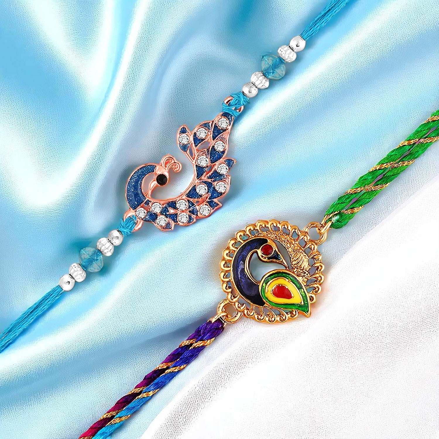 Peacock-Shaped Rakhi's Combo of 2 for Brother