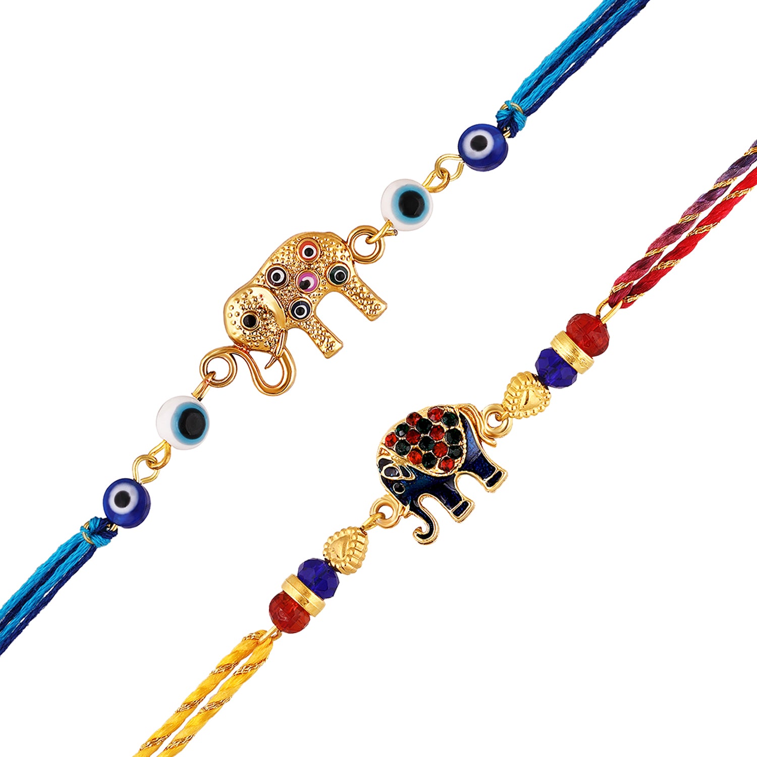 Elephant-Shaped Motif Rakhi Combo Set of 2 for Brother