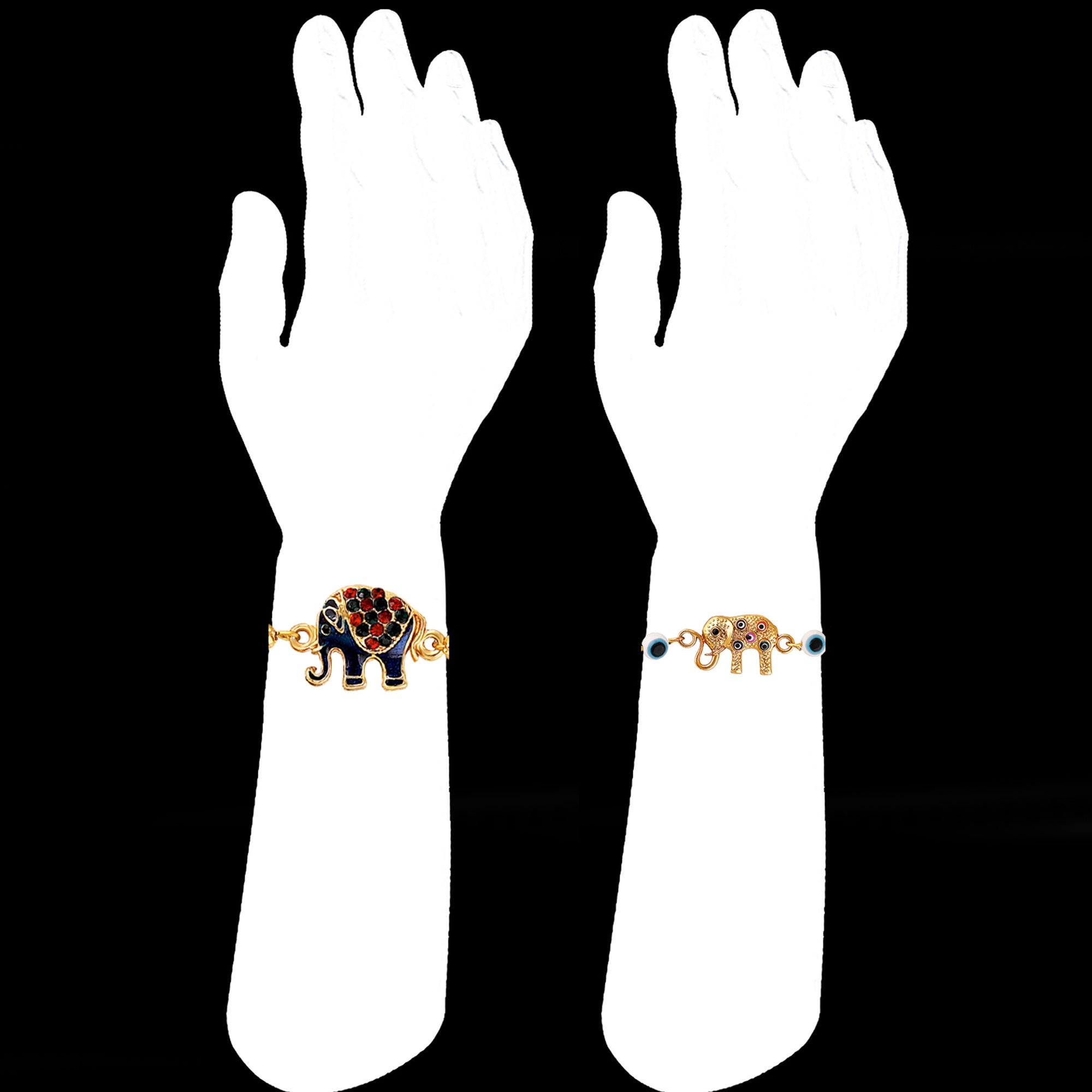 Elephant-Shaped Motif Rakhi Combo Set of 2 for Brother