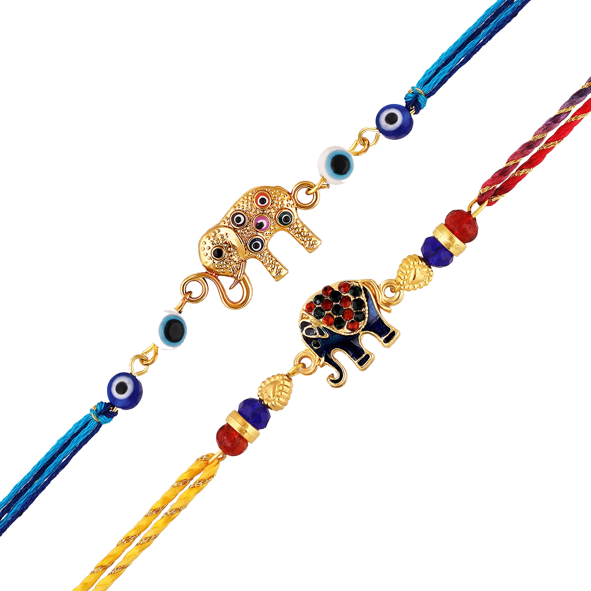 Elephant-Shaped Motif Rakhi Combo Set of 2 for Brother