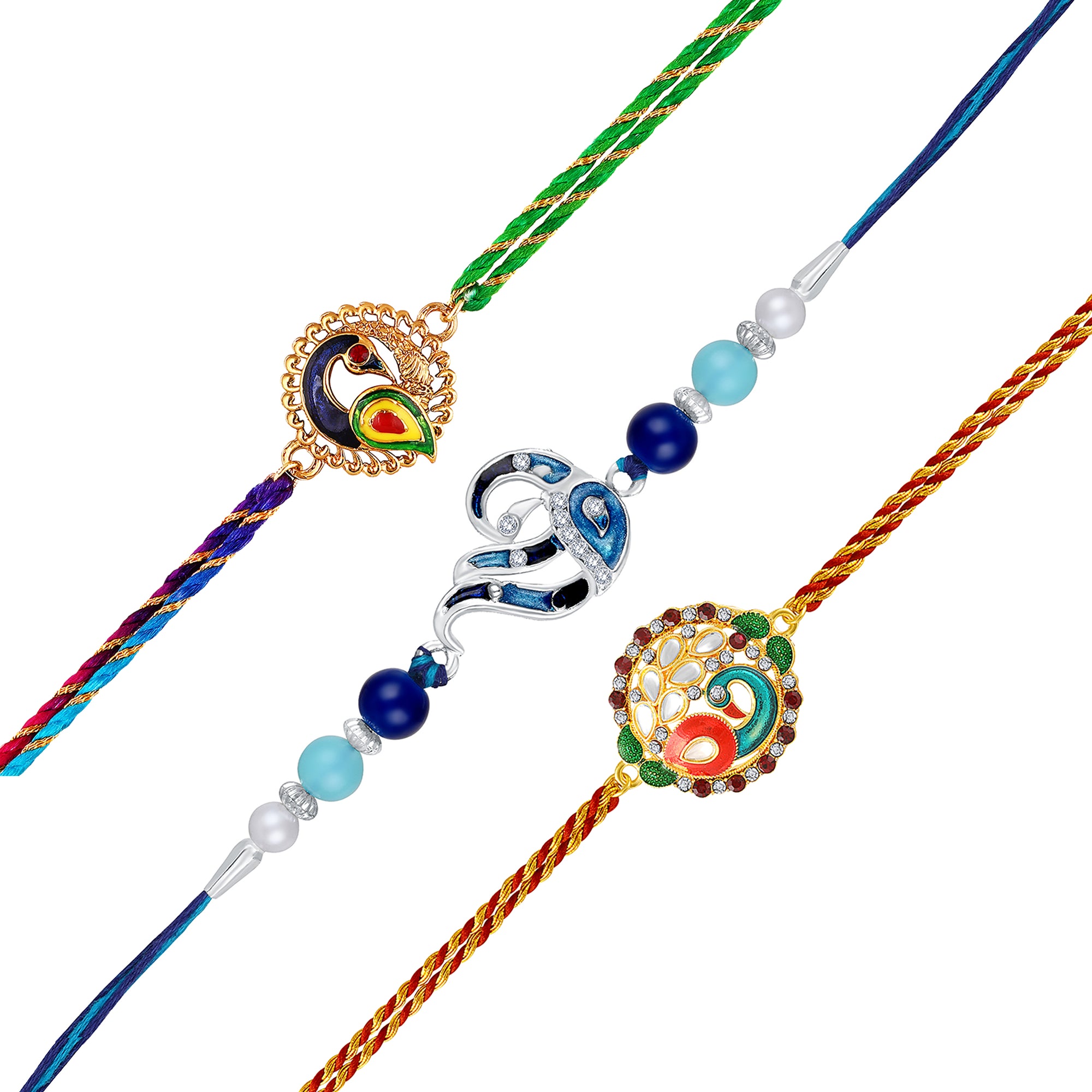 Peacock-Shaped Rakhi's Combo of 2 for Brother