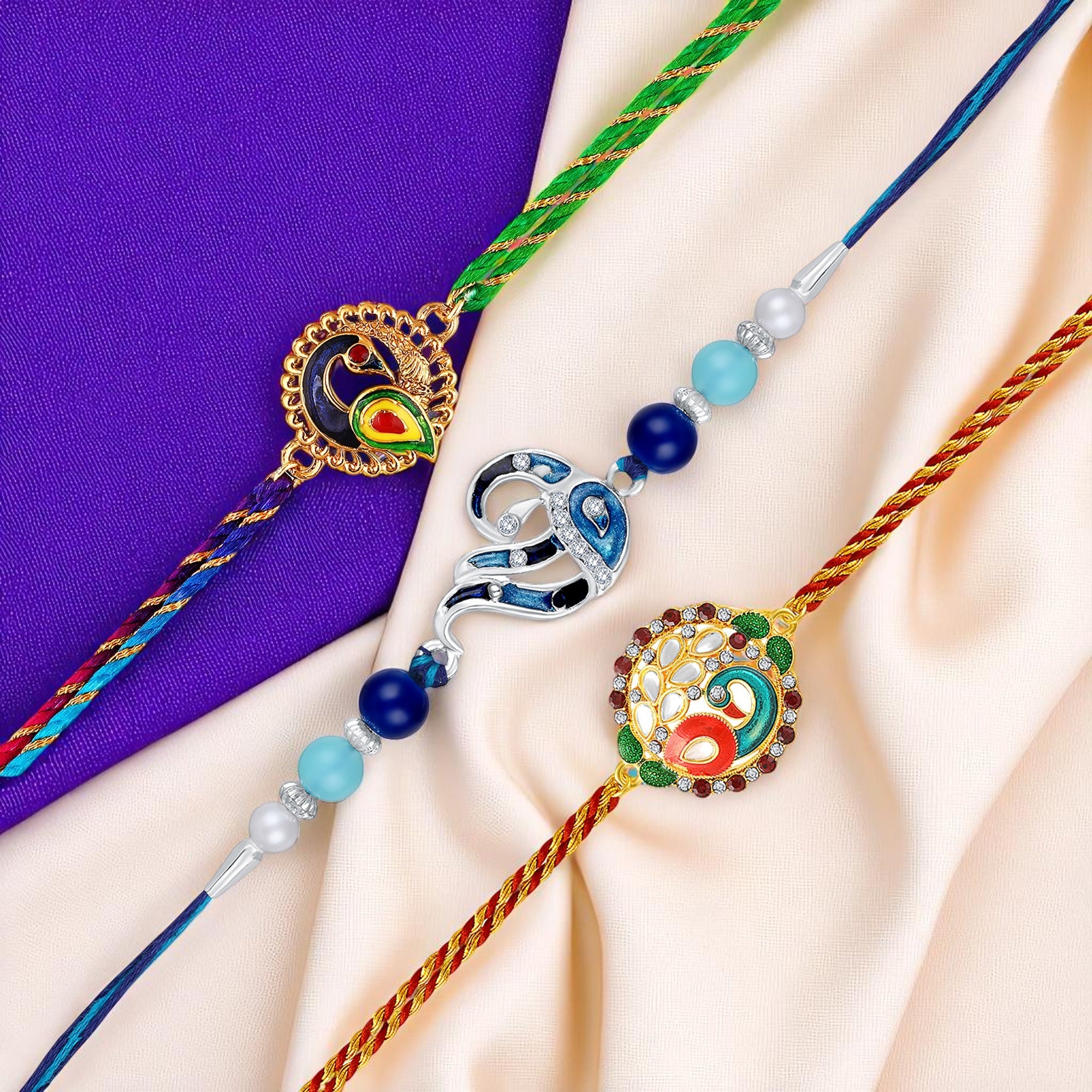 Peacock-Shaped Rakhi's Combo of 2 for Brother