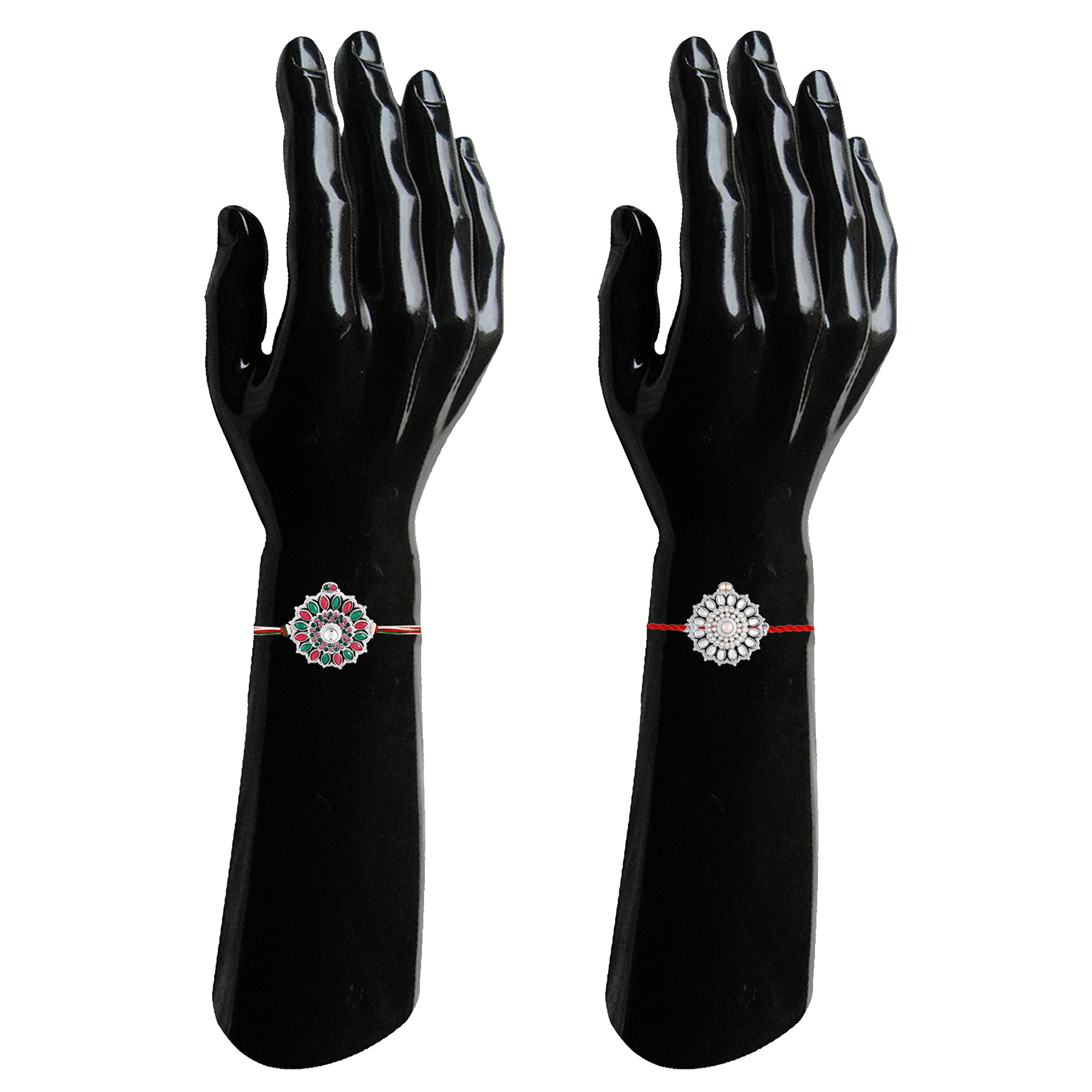 Traditional Silver-Tone Rakhi Combo Set of 2