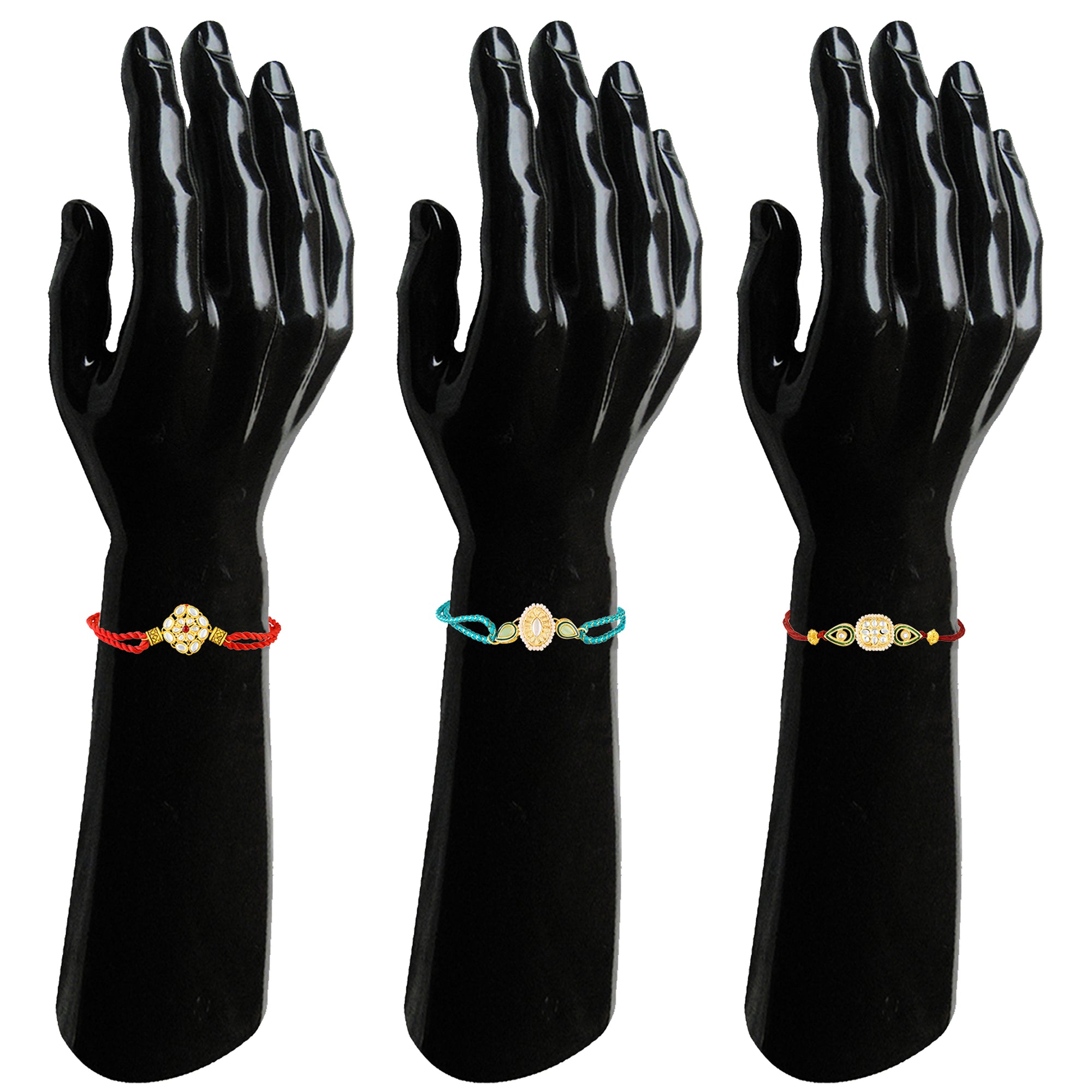 Traditional Kundan Rakhi Combo Set of 3 for Brother