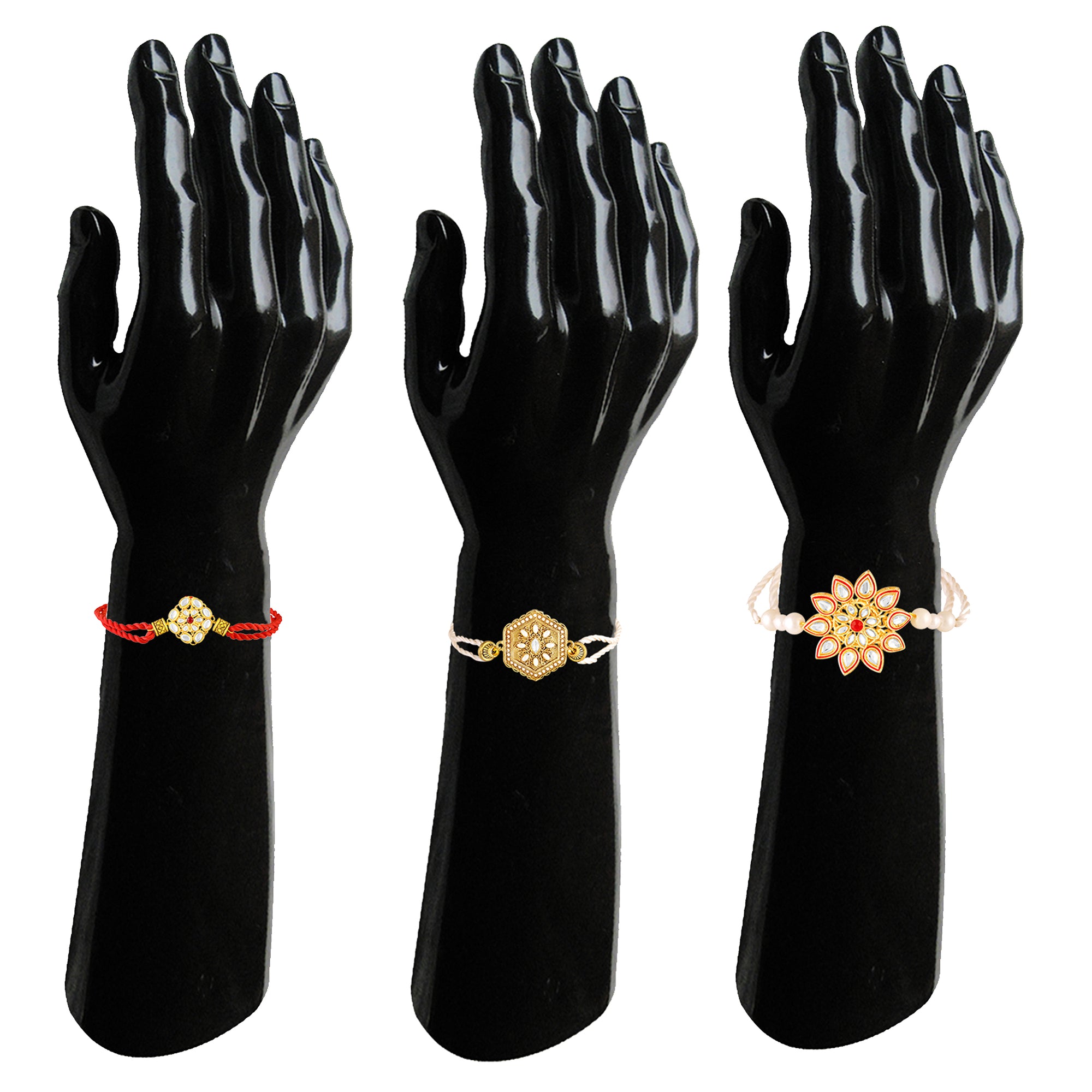 Royal Kundan Rakhi Combo Set of 3 for Brother