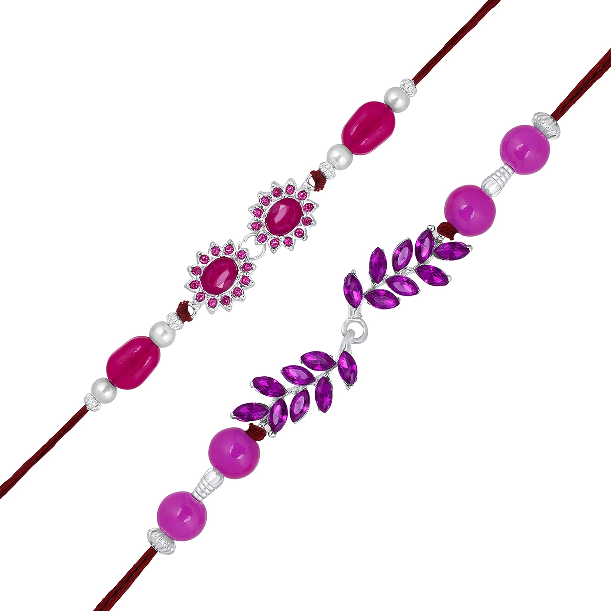 Magenta Stone Rakhi Combo Set of 2 for Brother