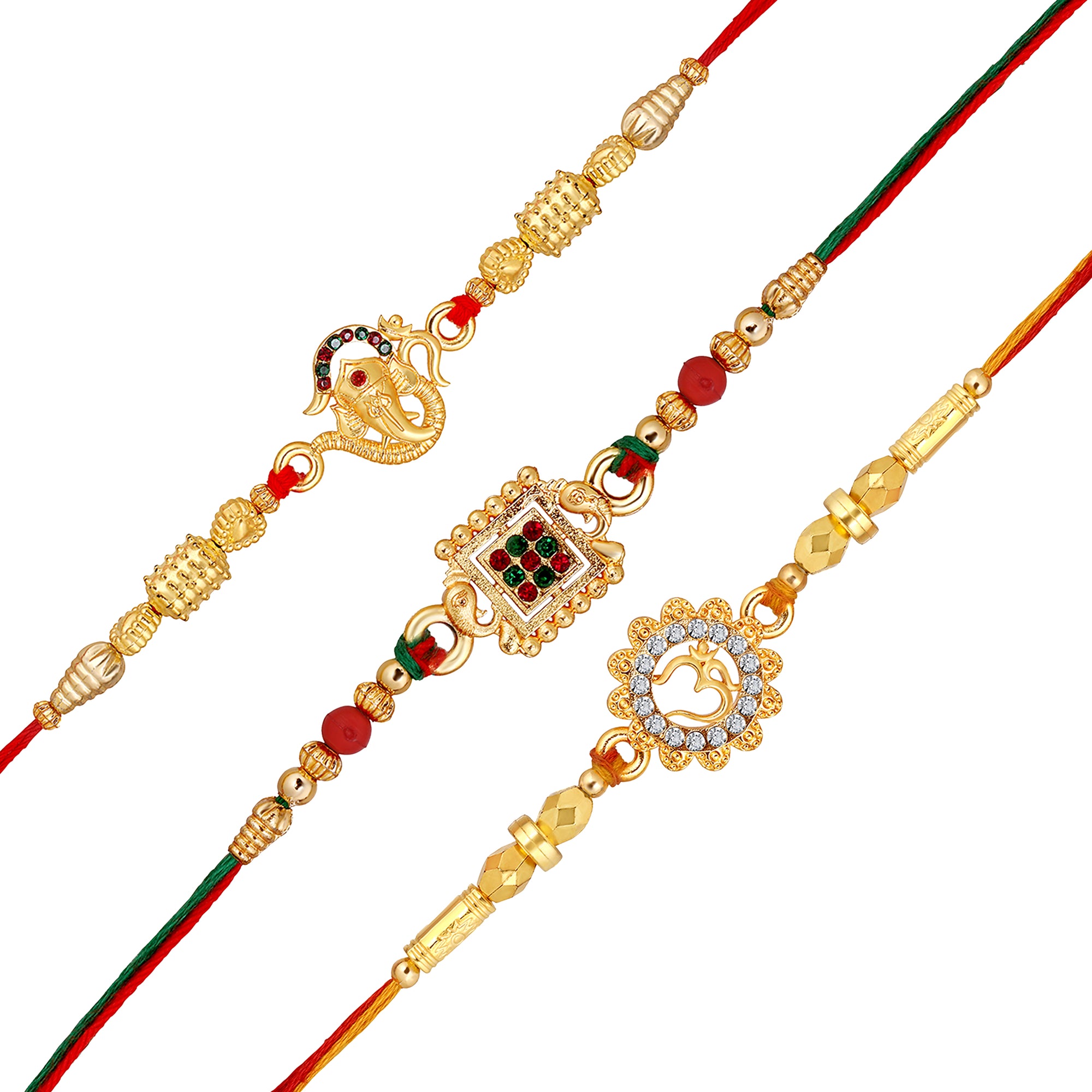 Divine Rakhi Combo Set of 3 Ganesha, Om, Rakhis for Brother