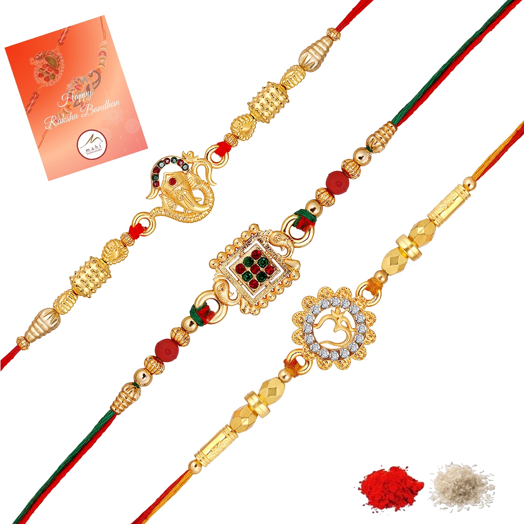 Divine Rakhi Combo Set of 3 Ganesha, Om, Rakhis for Brother