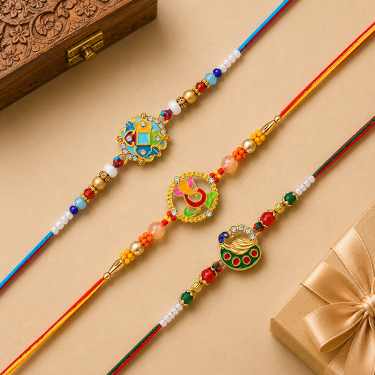 Traditional, Peacock shaped, Ganesh Rakhi Combo
