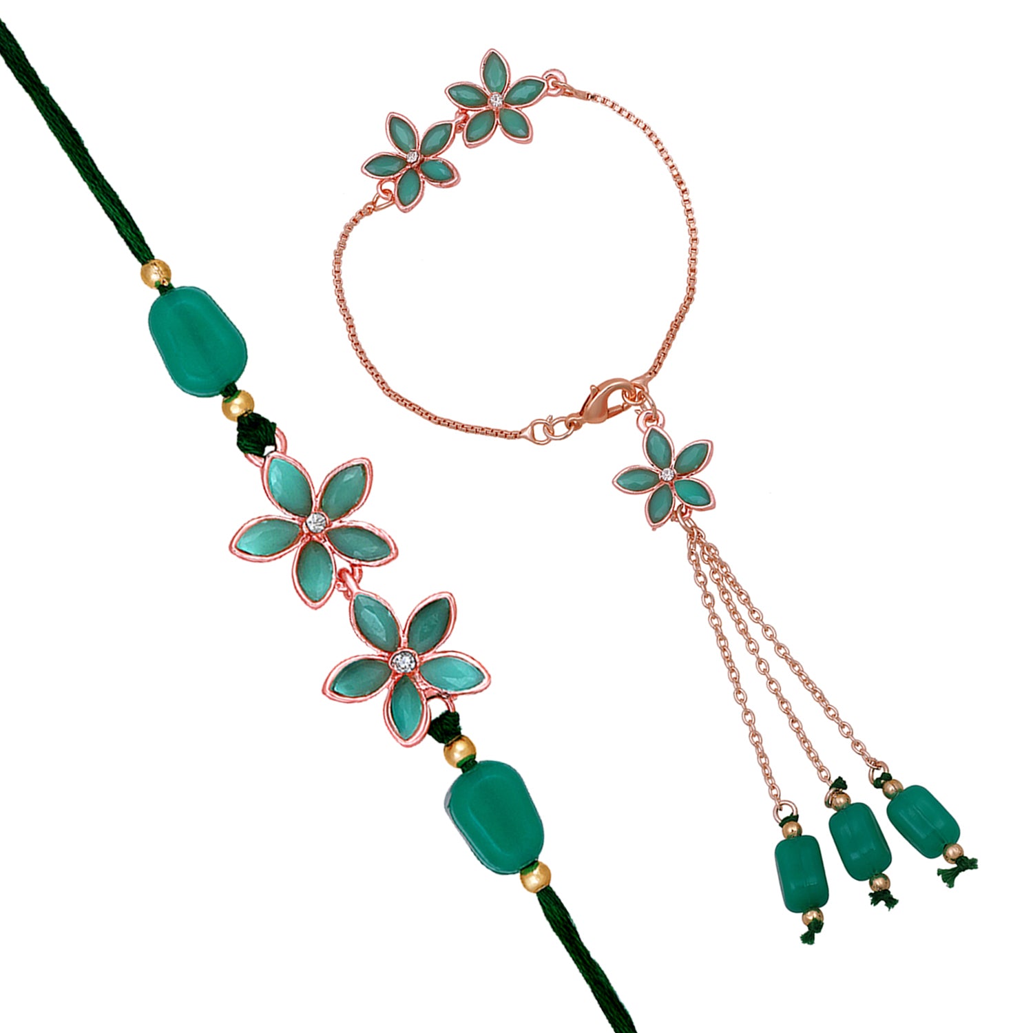 Green Floral Couple Rakhi