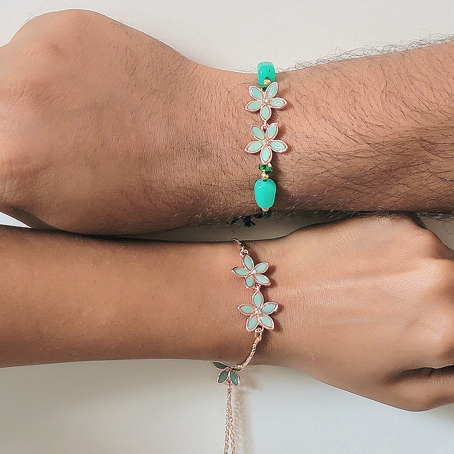 Green Floral Couple Rakhi