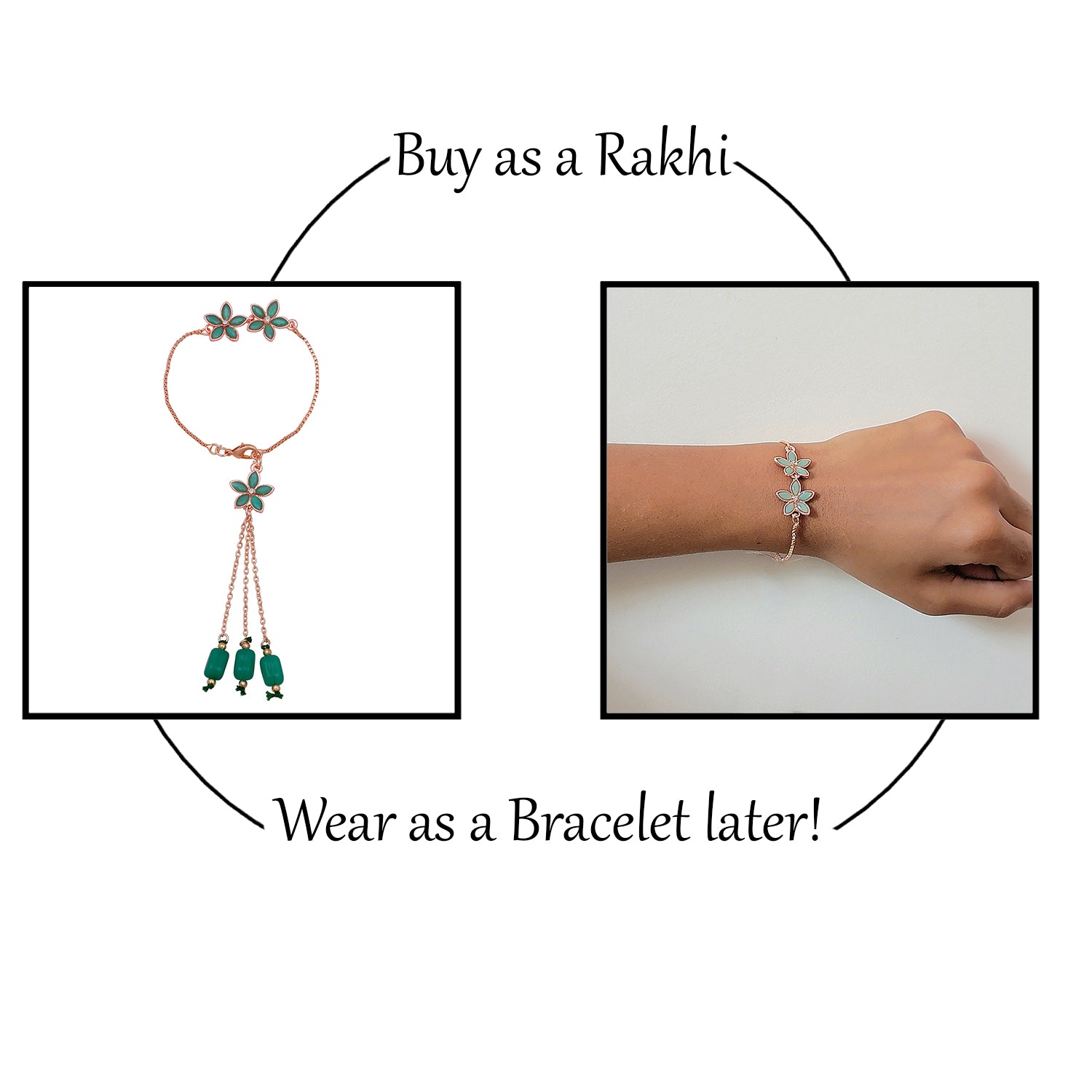 Green Floral Couple Rakhi