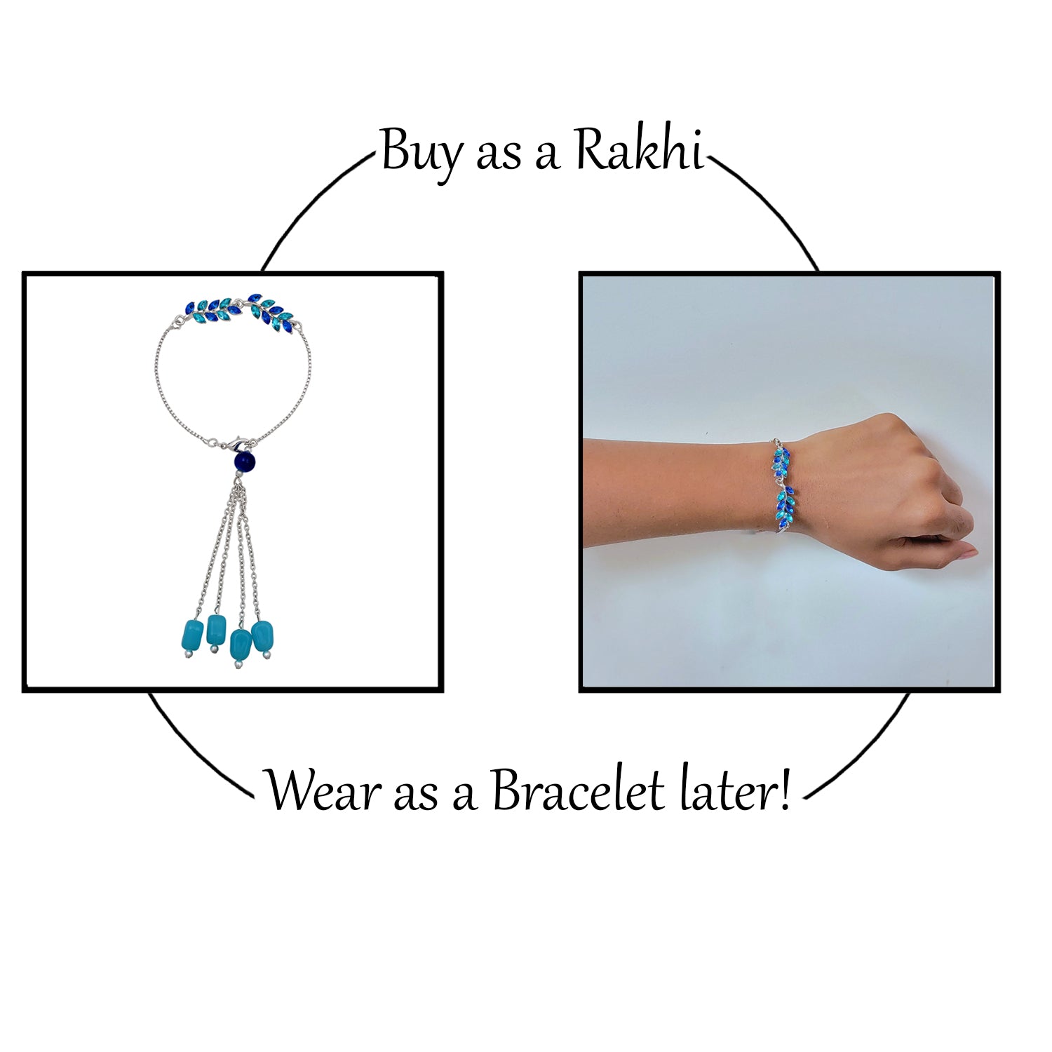 Leafe Shape Crystals Rakhi Combo for Bhaiya and Bhabhi