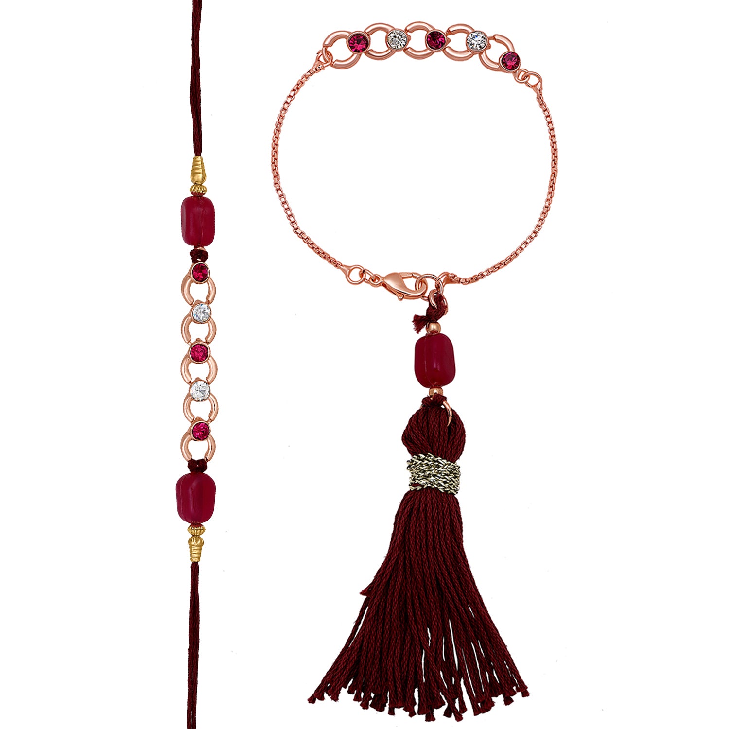 Pink and White Circular Link Couple Rakhi