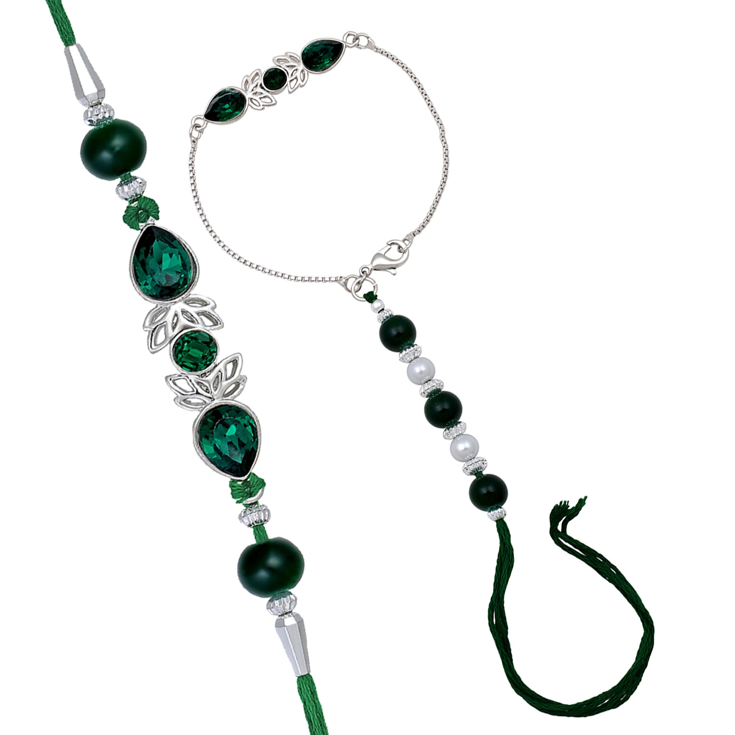 Green Water Drop Lumba Couple Rakhi
