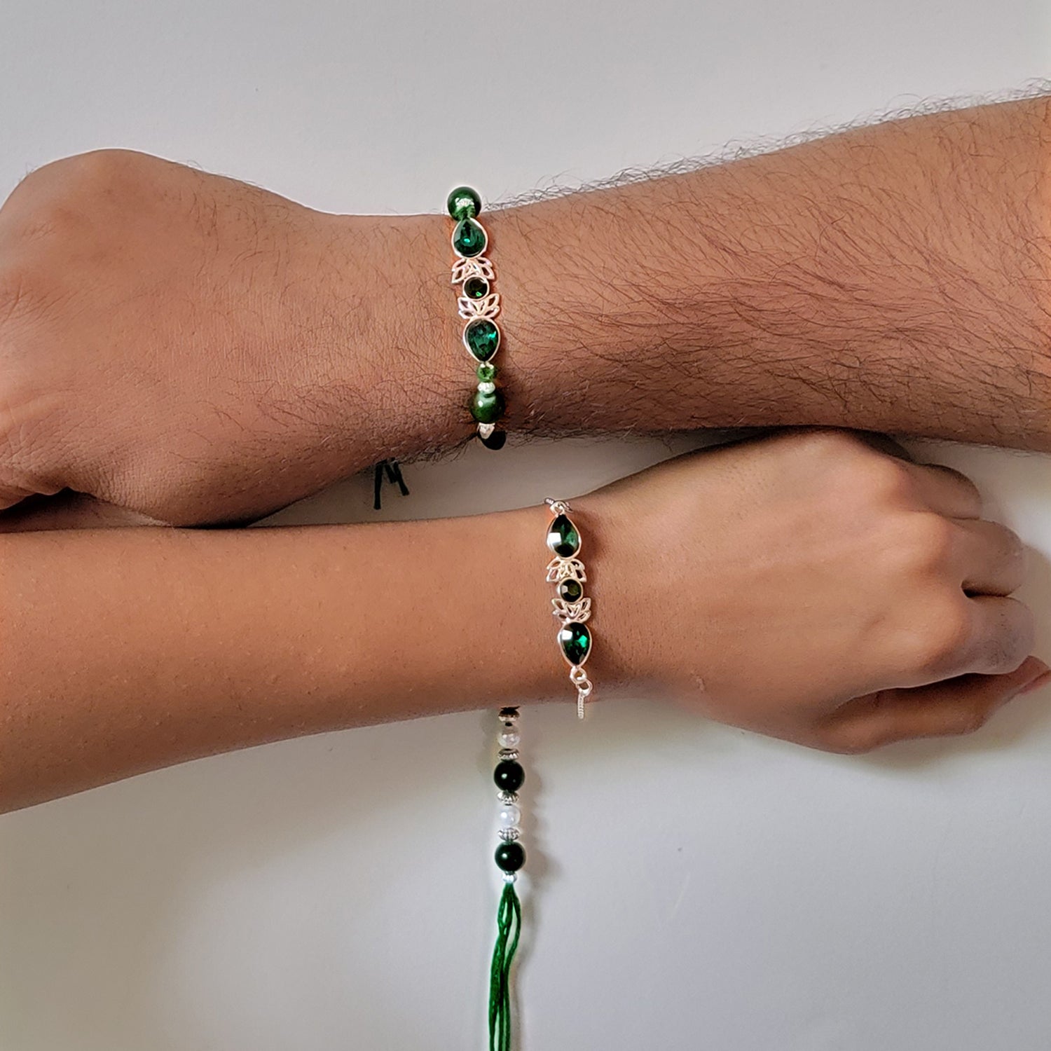 Green Water Drop Lumba Couple Rakhi