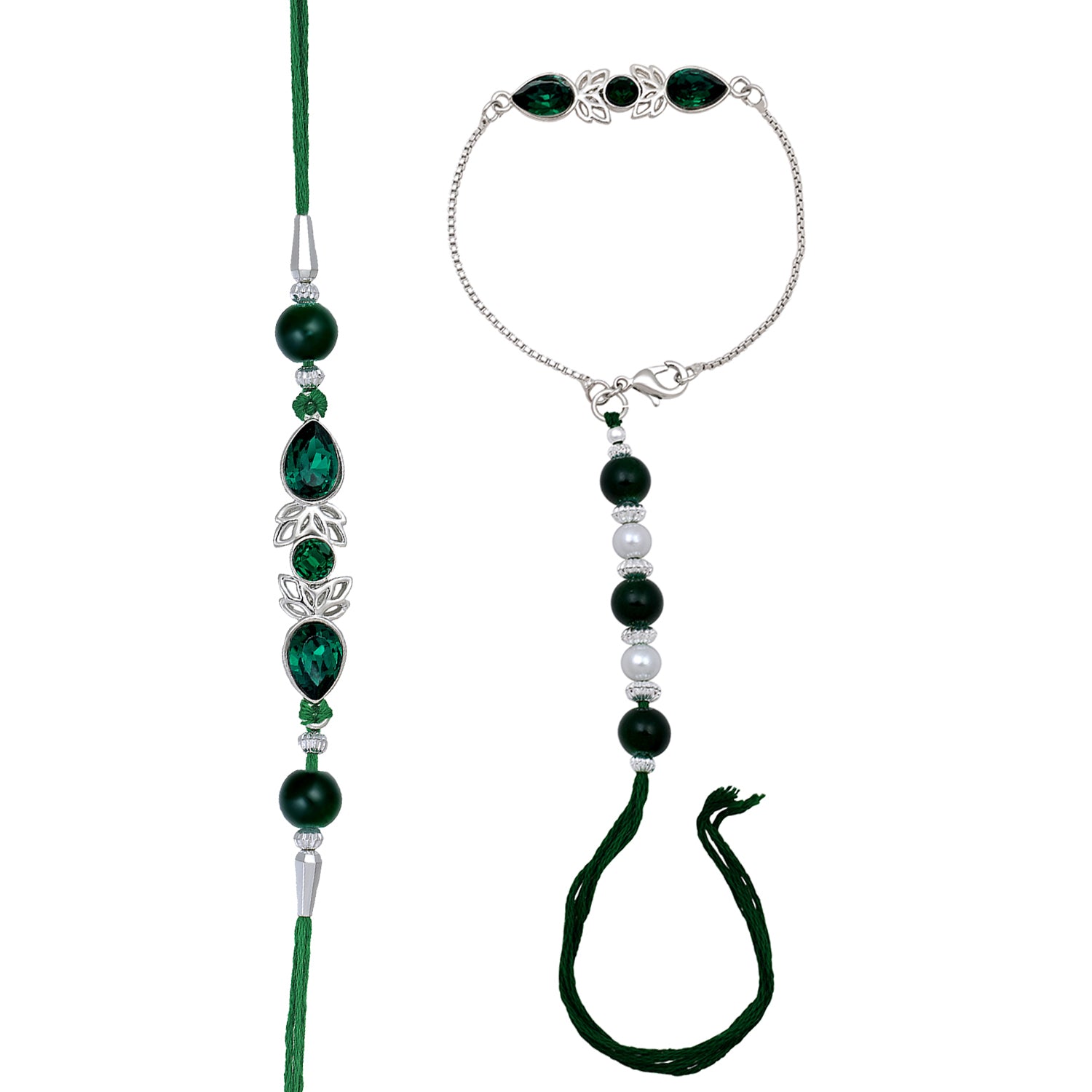 Green Water Drop Lumba Couple Rakhi