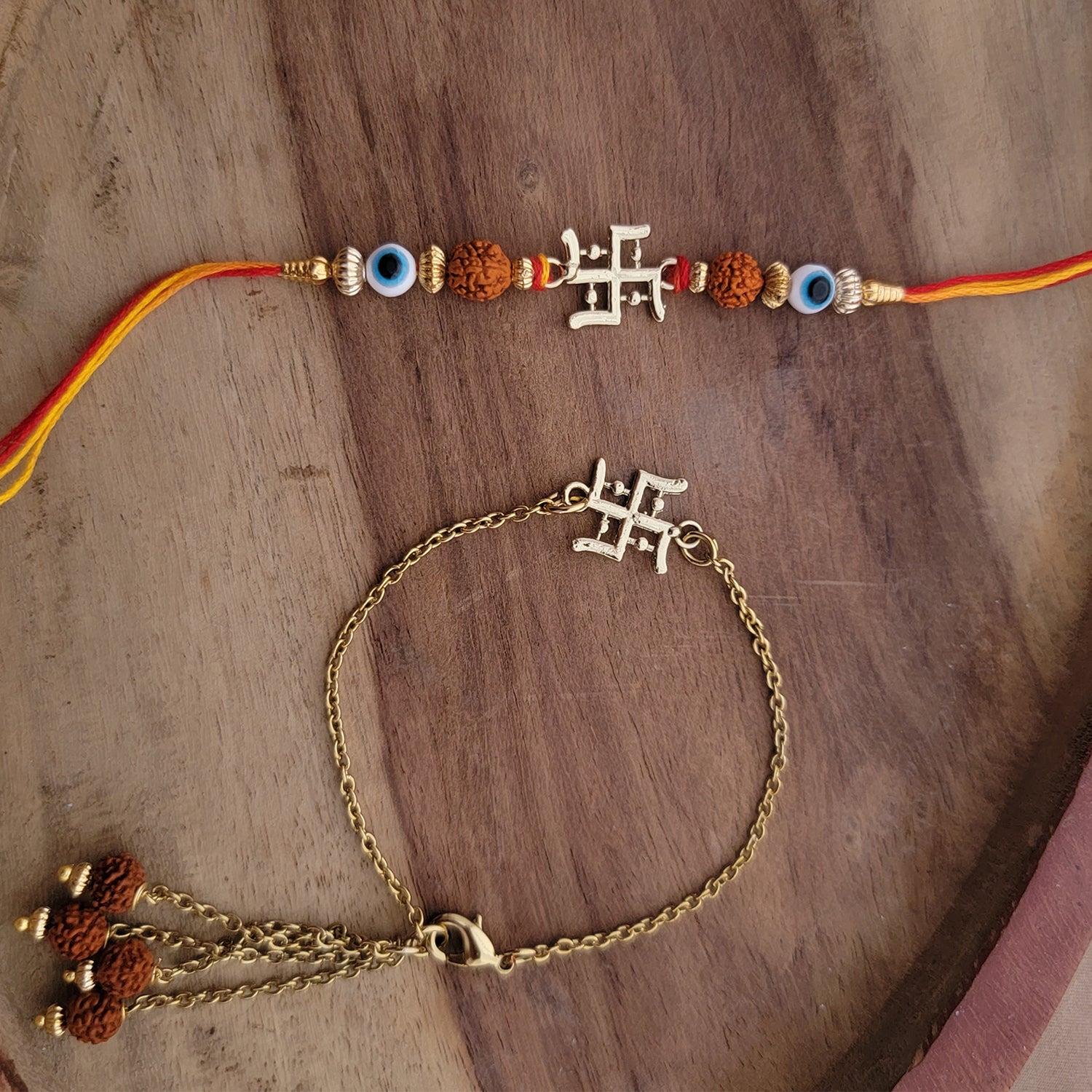 Evil Eye and Swastik Couple Rakhi