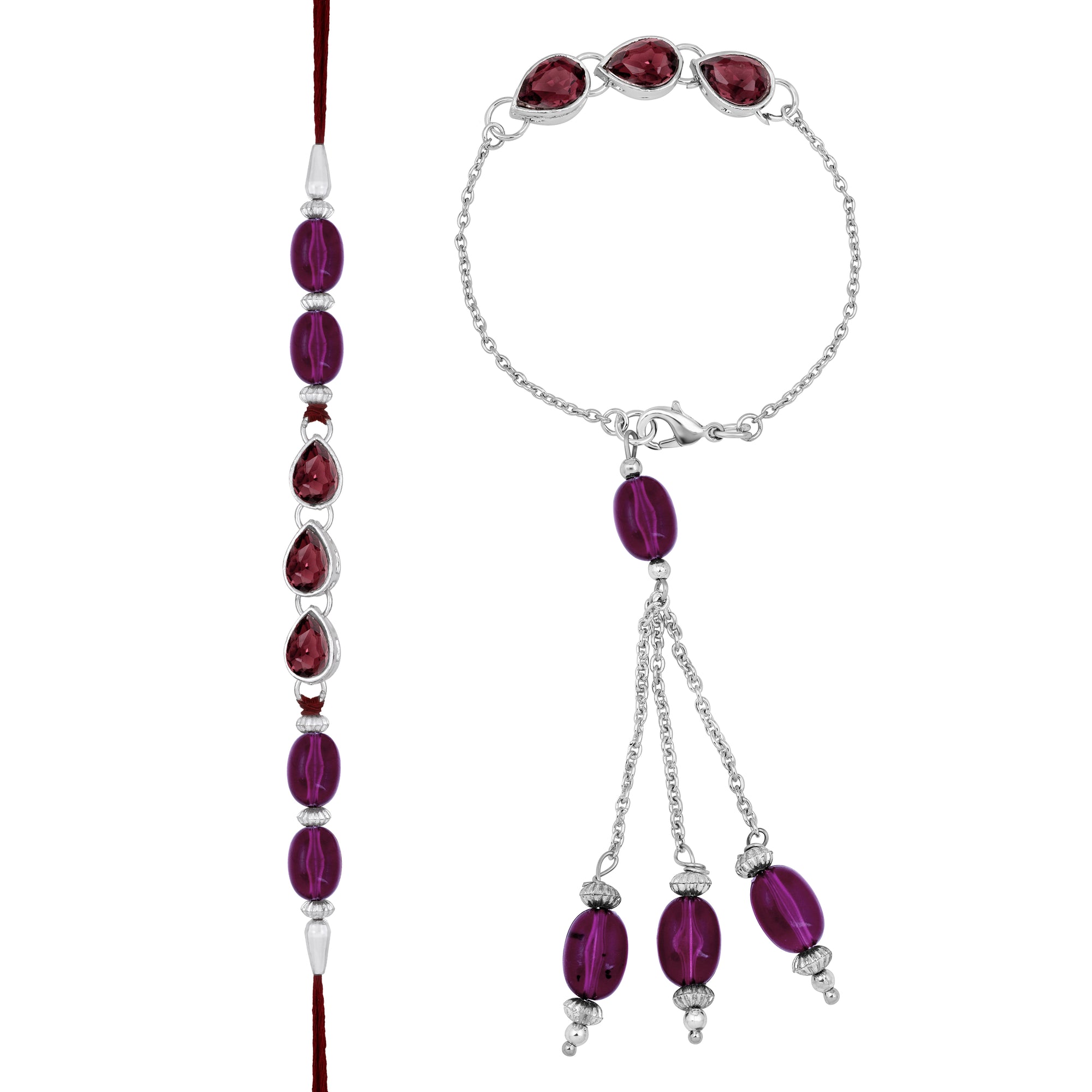 Maroon Water Drop Shape Lumba Rakhi