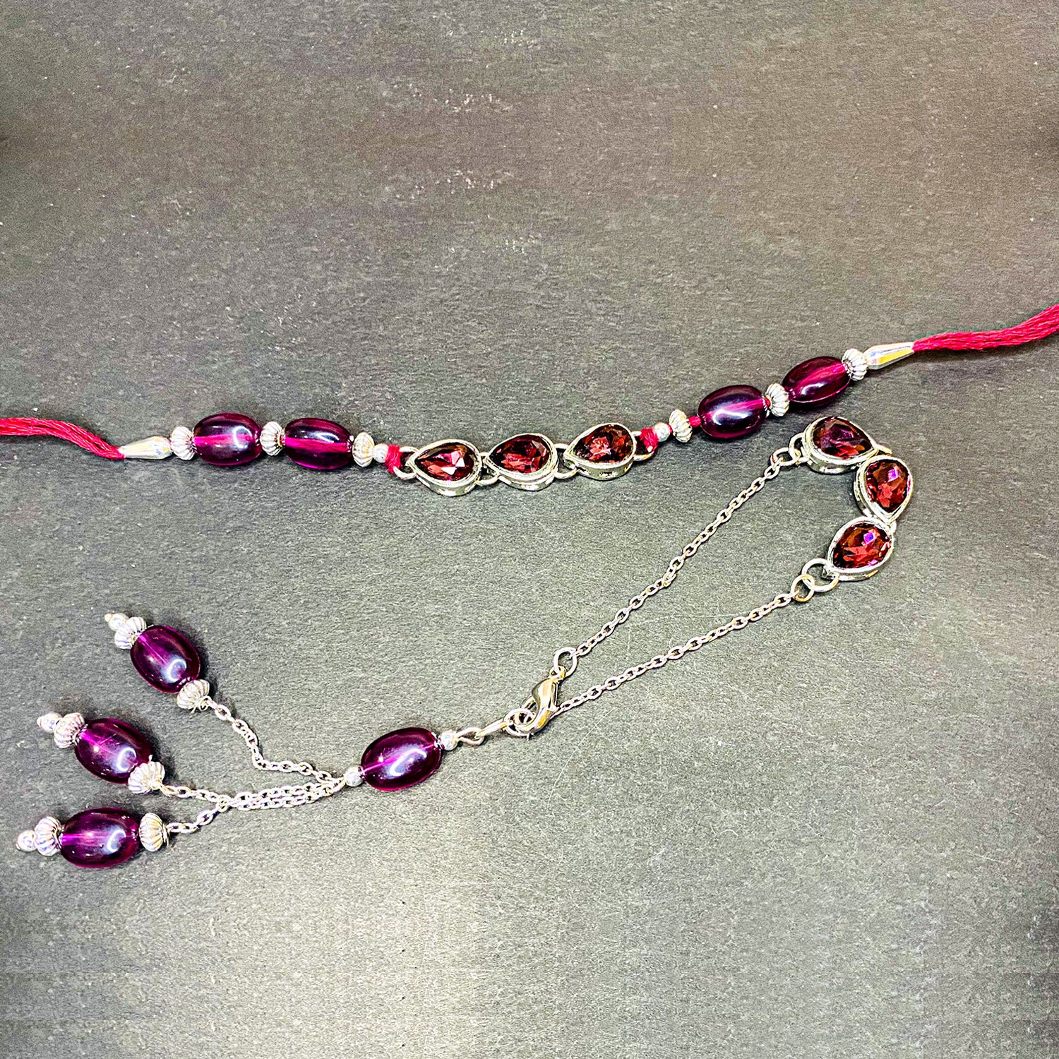 Maroon Water Drop Shape Lumba Rakhi