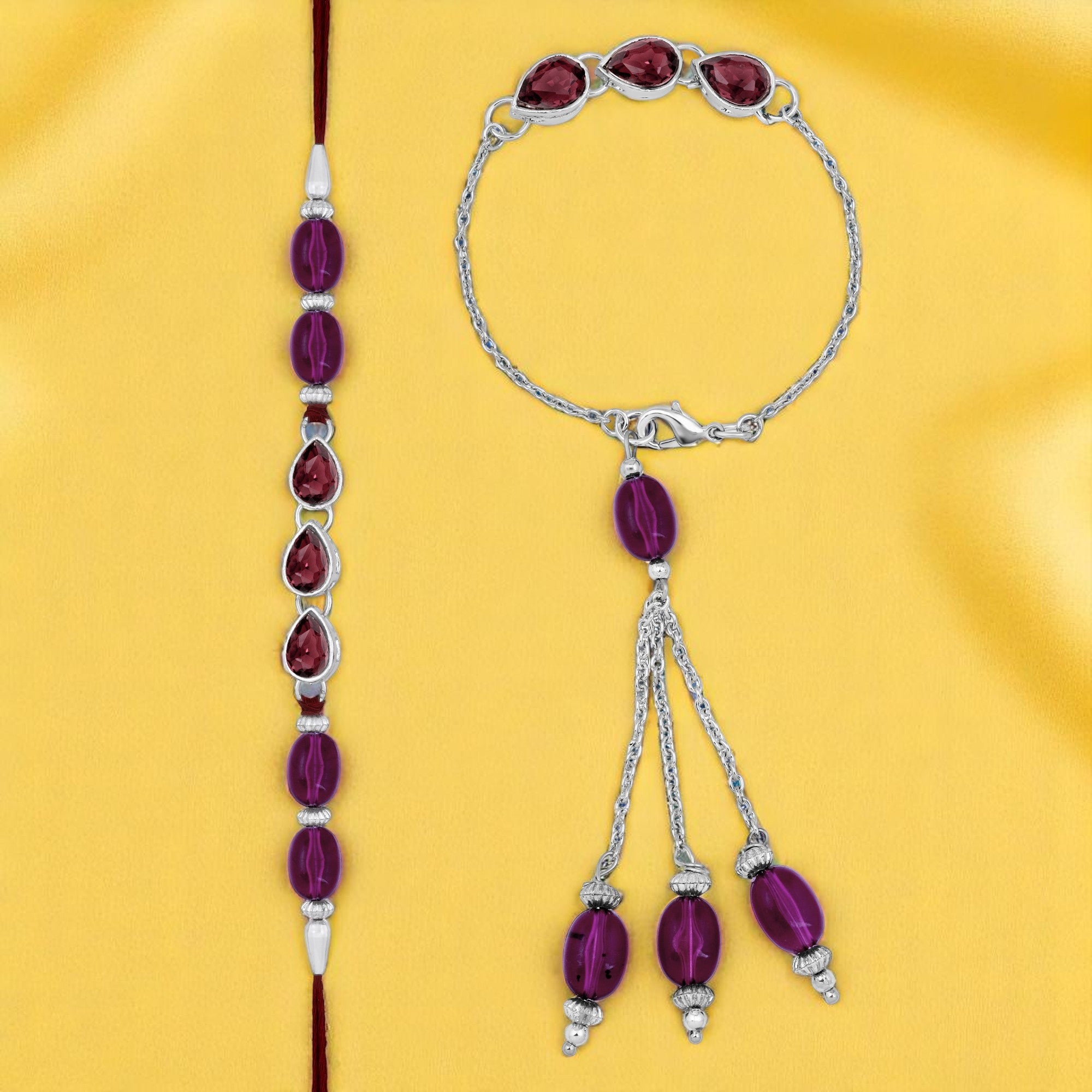 Maroon Water Drop Shape Lumba Rakhi