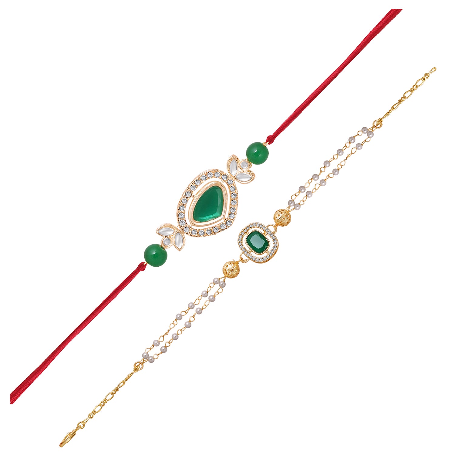 Classic Kundan Studded Ethnic Couple Rakhi Set