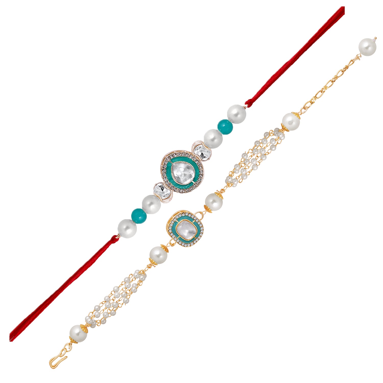 Classic Kundan Studded Ethnic Couple Rakhi Set