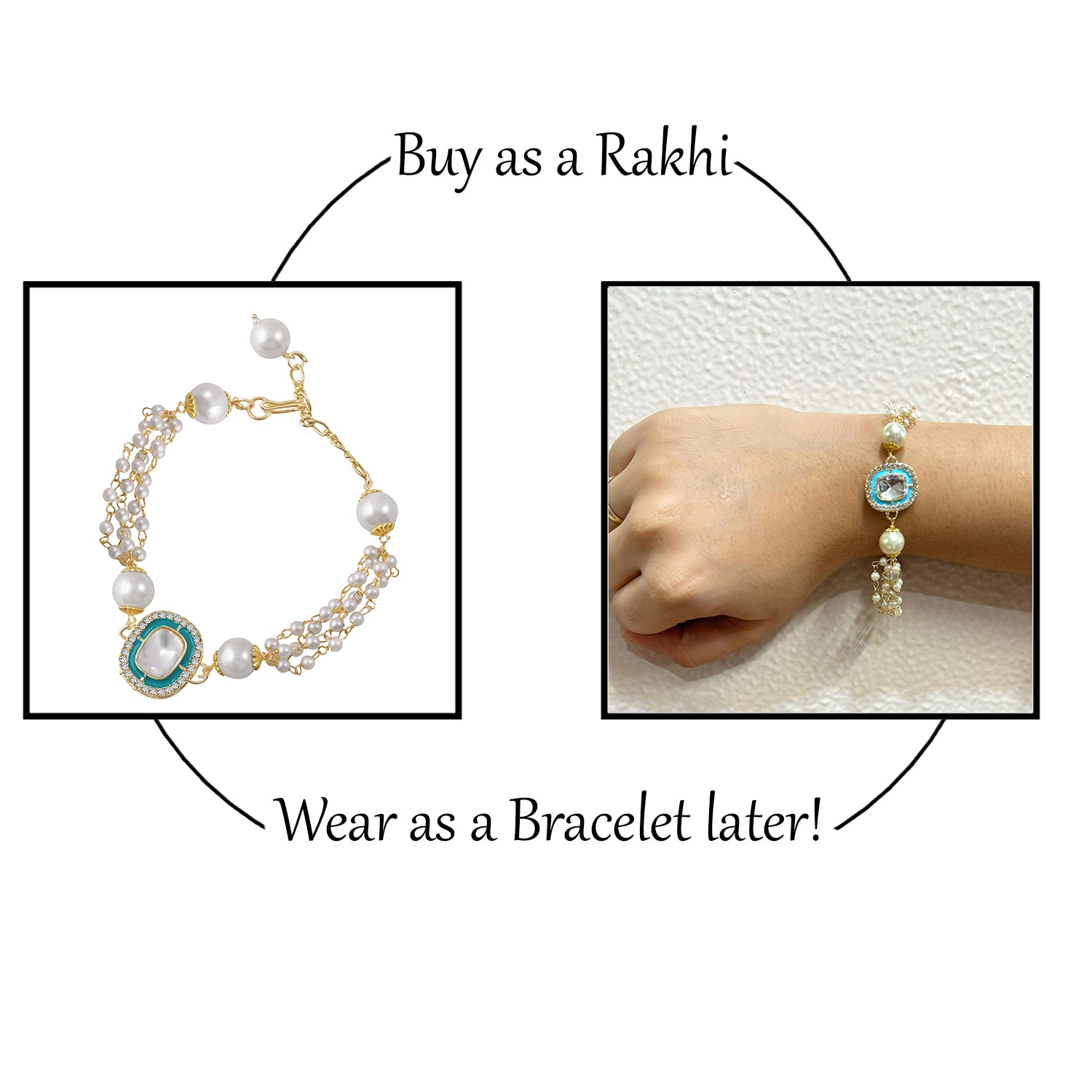 Classic Kundan Studded Ethnic Couple Rakhi Set