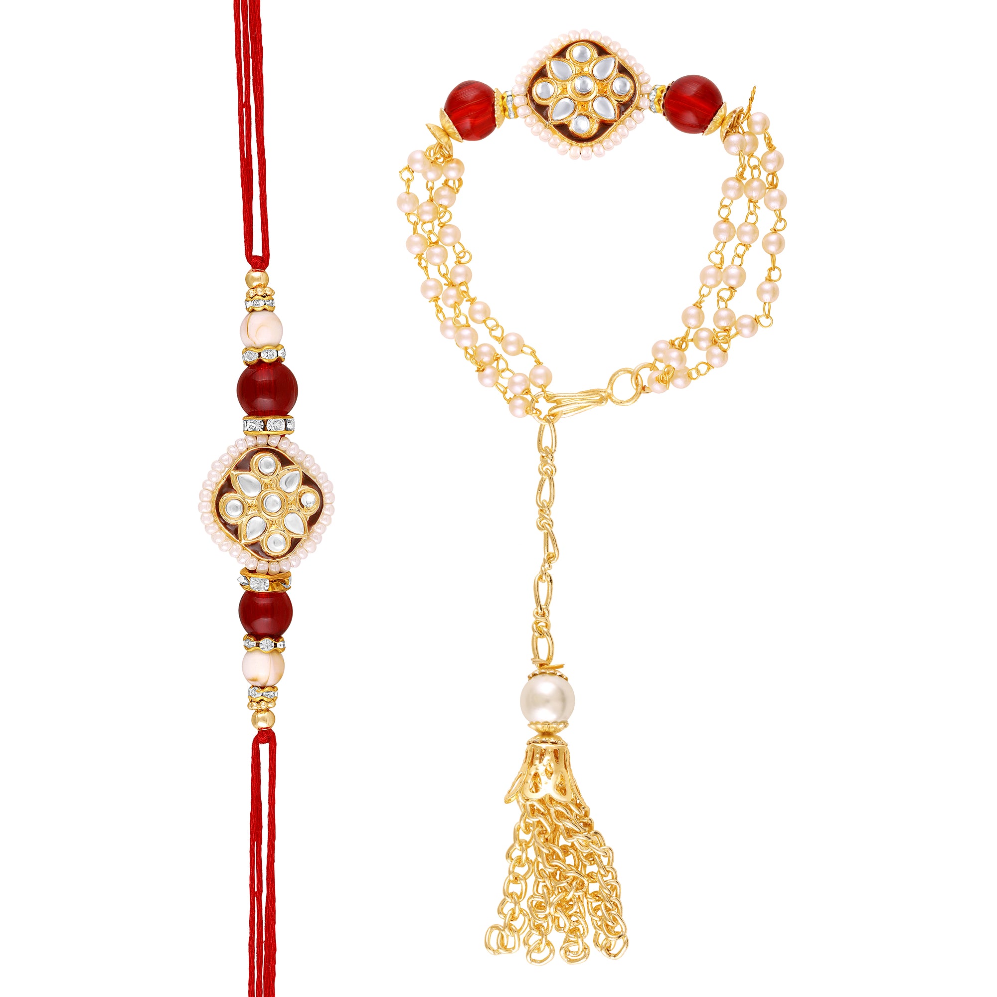 Traditional Kundan Couple Rakhi Set