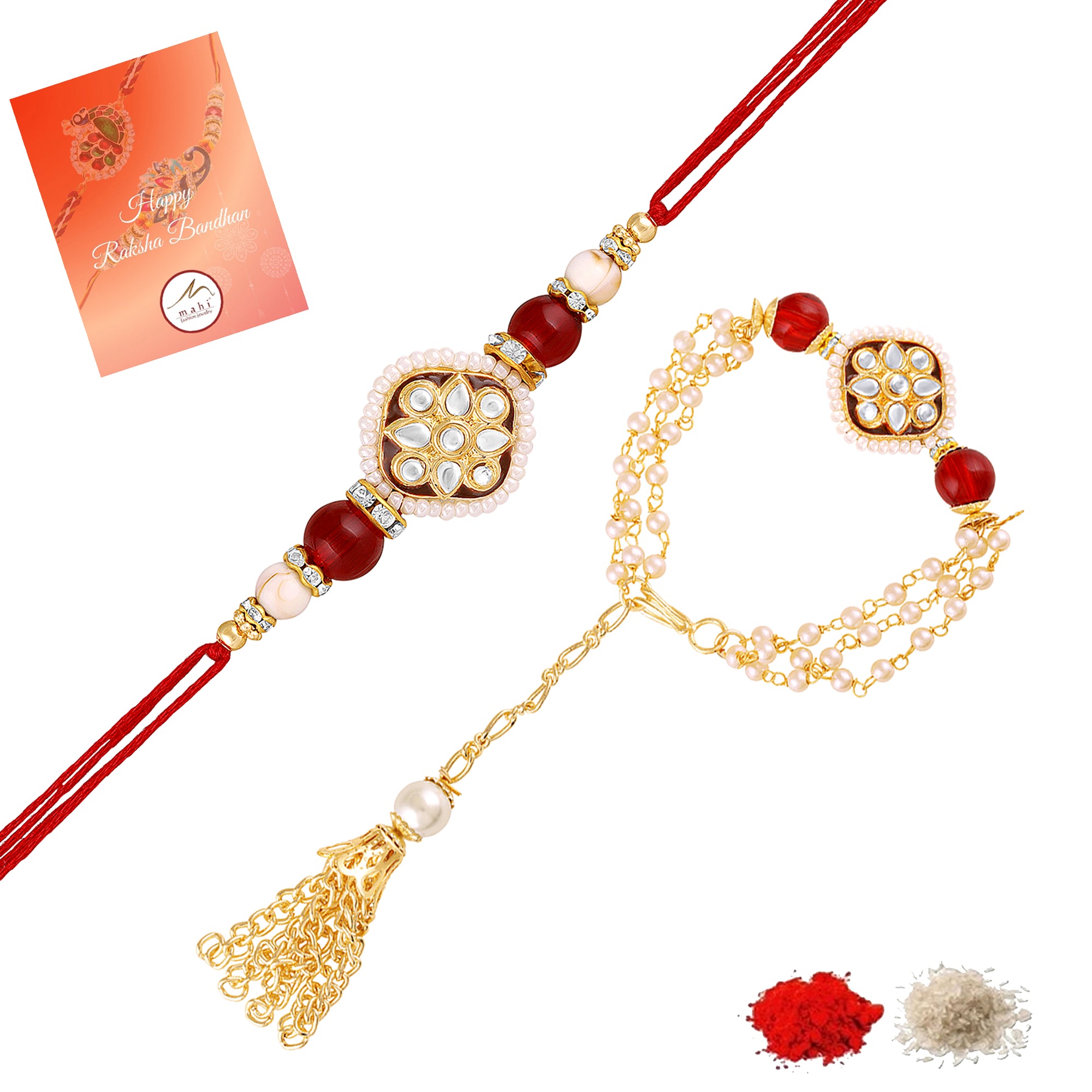 Traditional Kundan Couple Rakhi Set