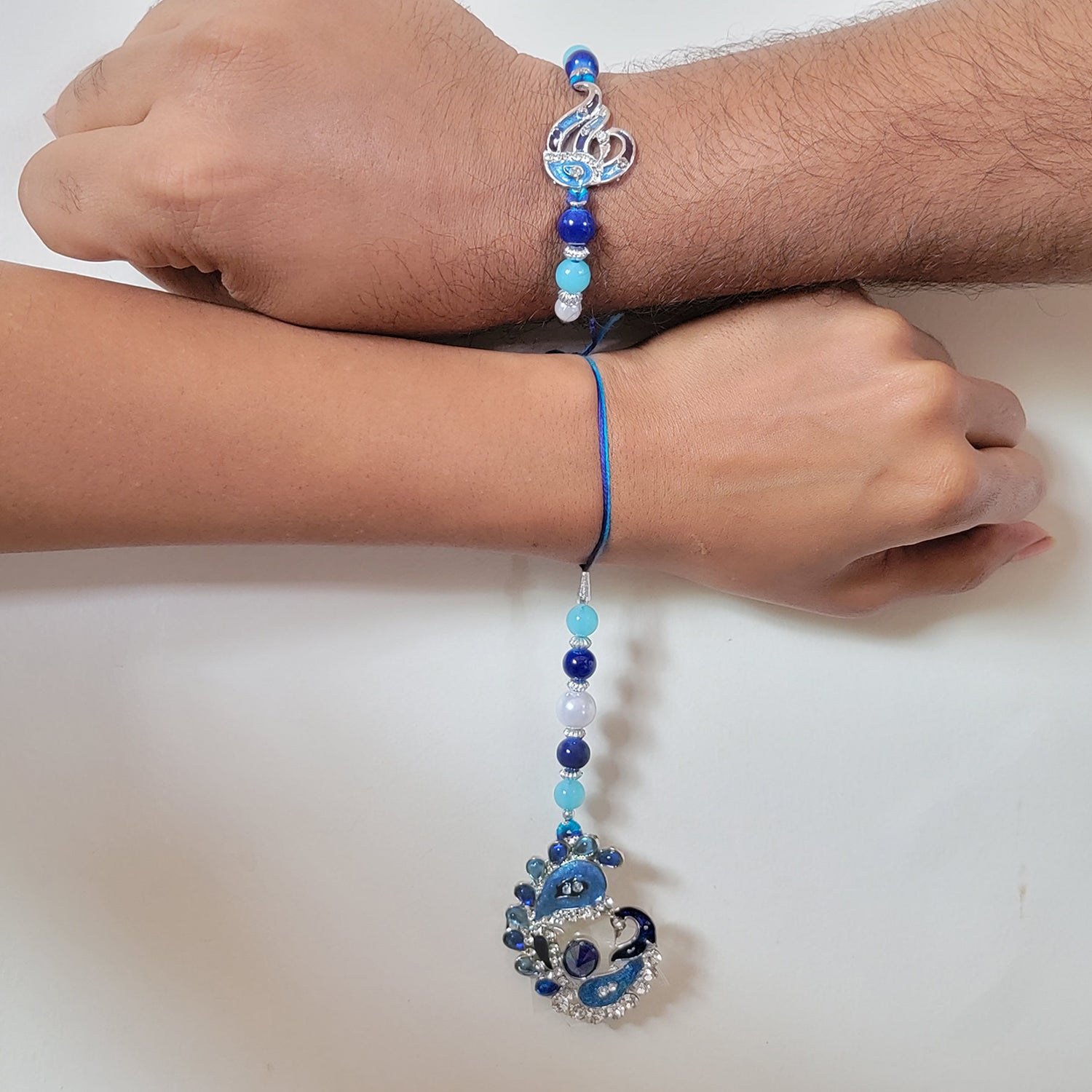 Combo of Peacock Shaped and Cartoon Meenakari Work Bhaiya Bhabhi Bhatija Rakhi