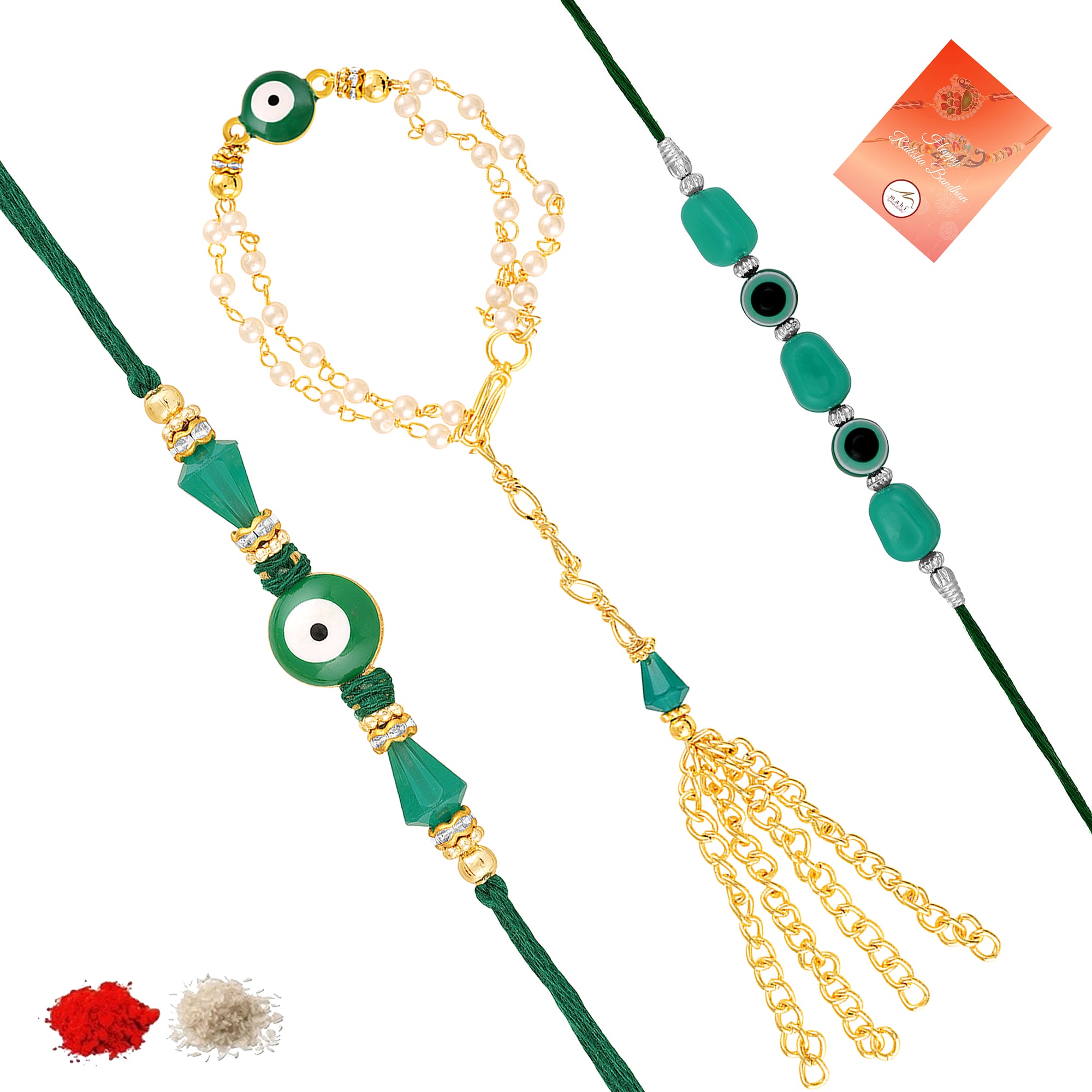 Evil Eye Rakhi Set for Bhaiya Bhabhi and Bhatija