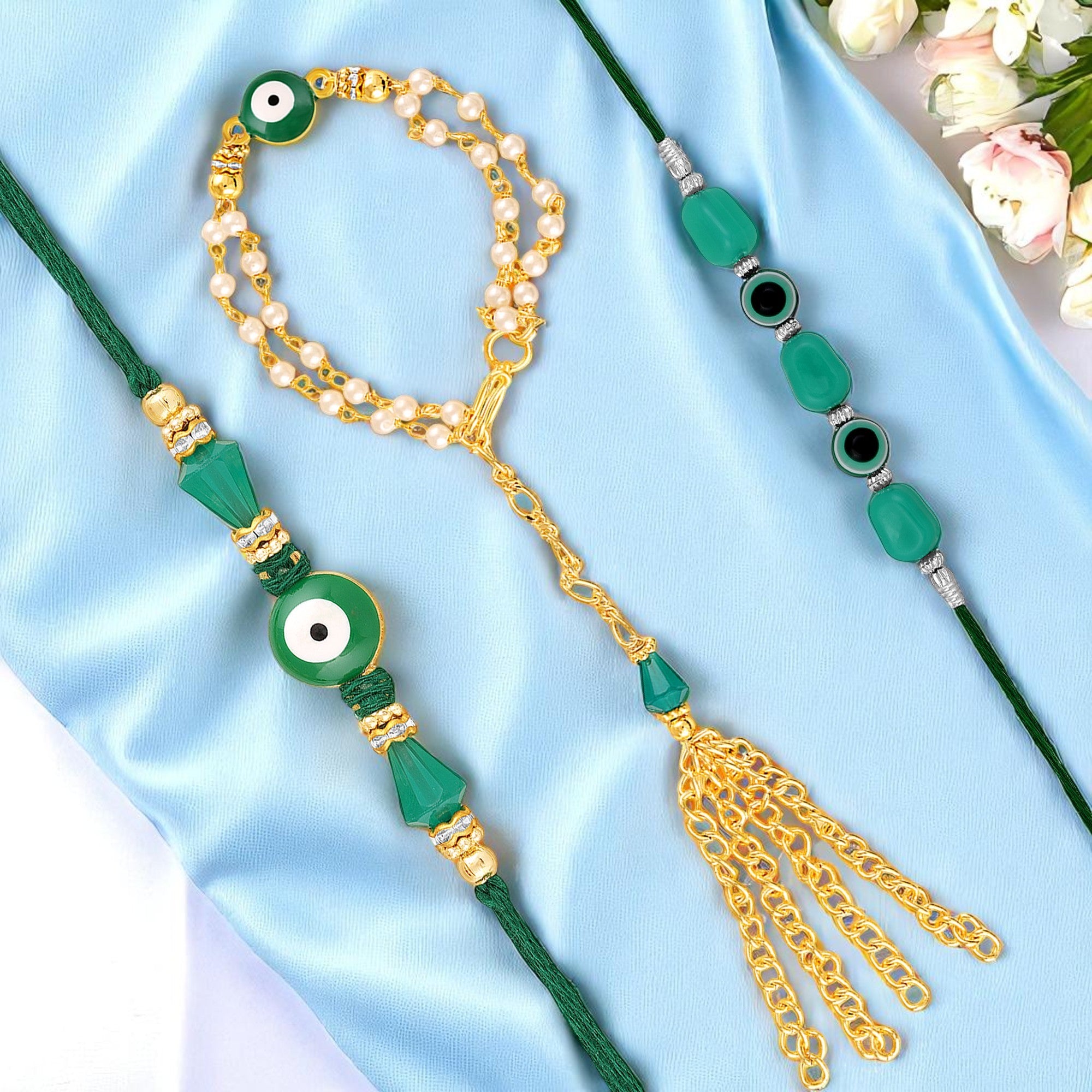 Evil Eye Rakhi Set for Bhaiya Bhabhi and Bhatija