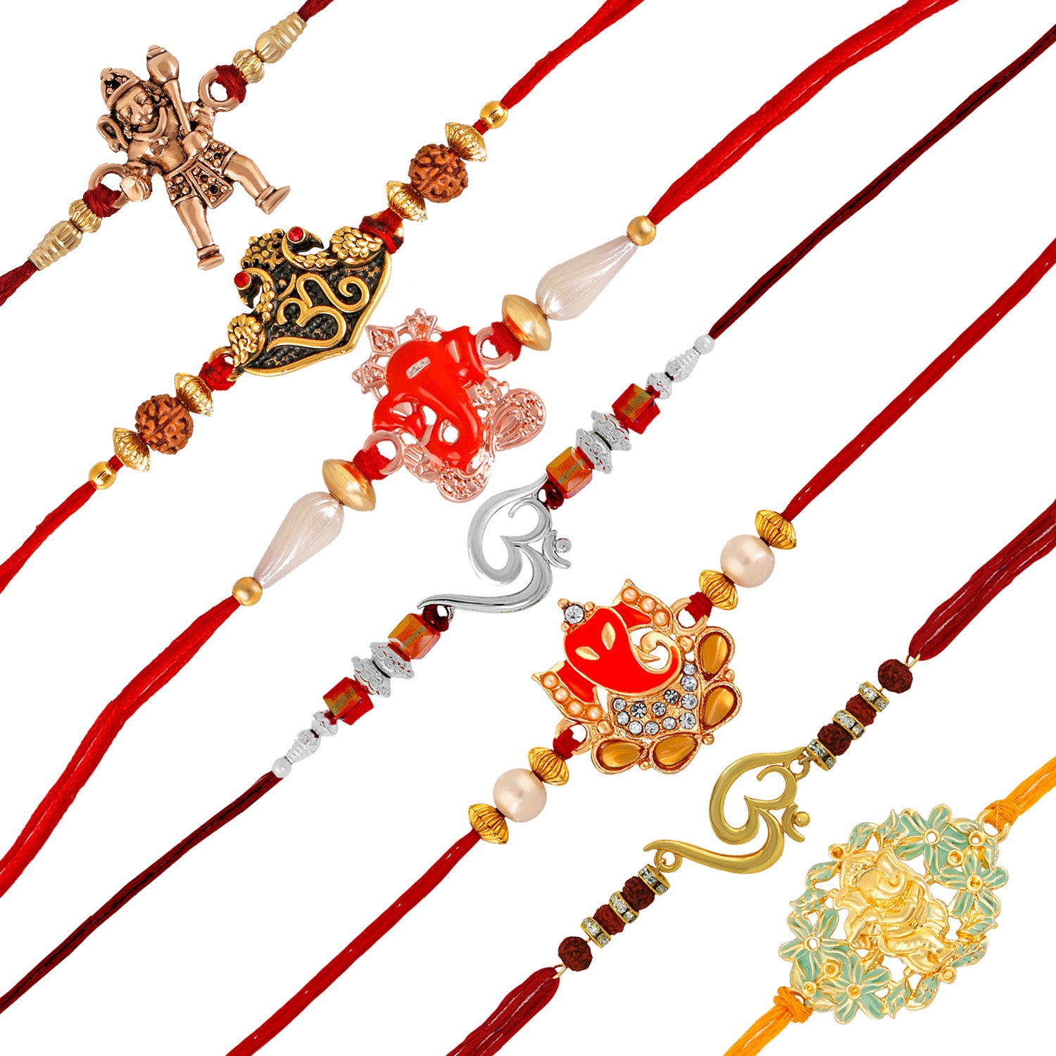 Combo of OM, Hanuman, Ganesha Religious Rakhis