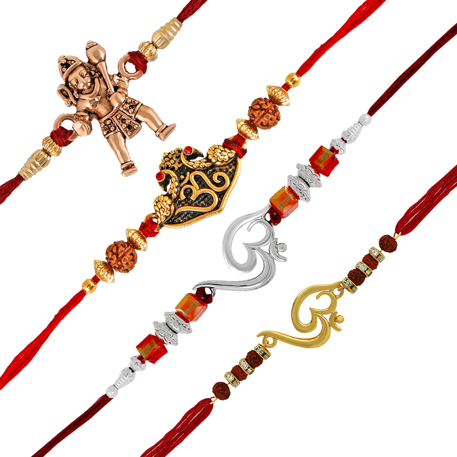 Combo of OM, Hanuman, Ganesha Religious Rakhis