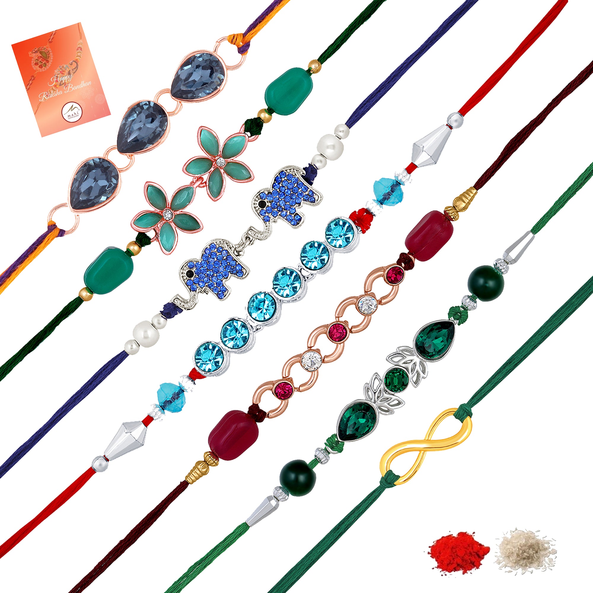Combo of 7 Colourful Rakhis