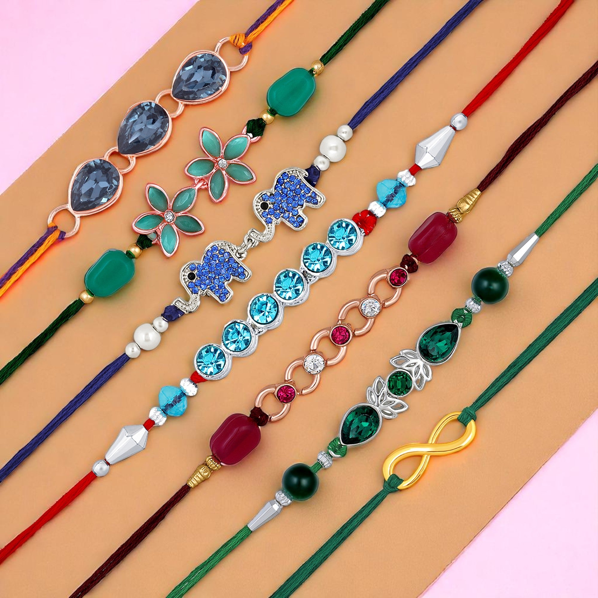 Combo of 7 Colourful Rakhis