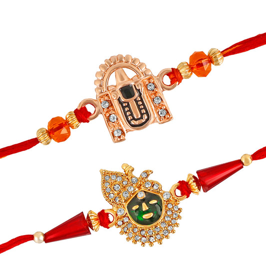 Lord Tirupati Balaji Crystal studded Rakhi combo