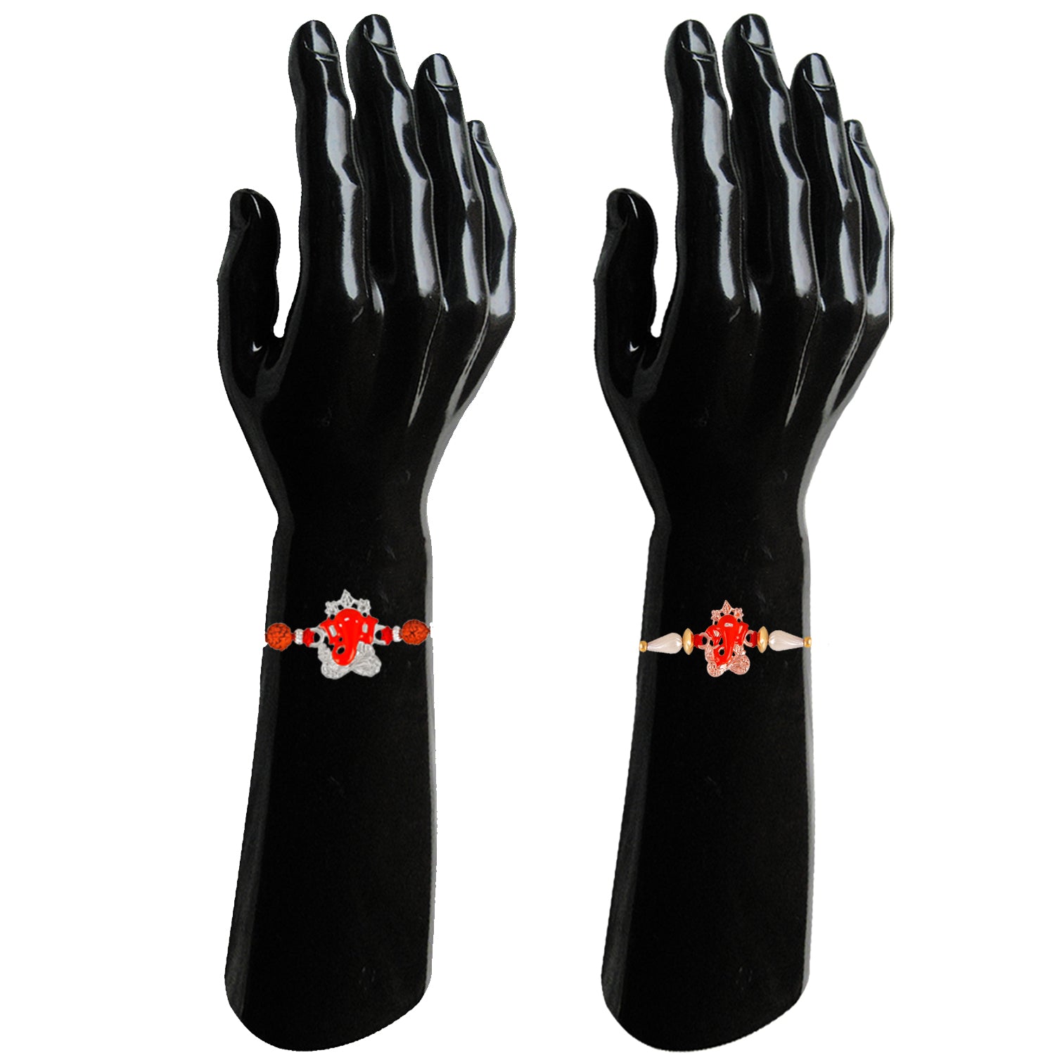 Vighnaharta Ganesha Rudraksha Meenakari Rakhis combo