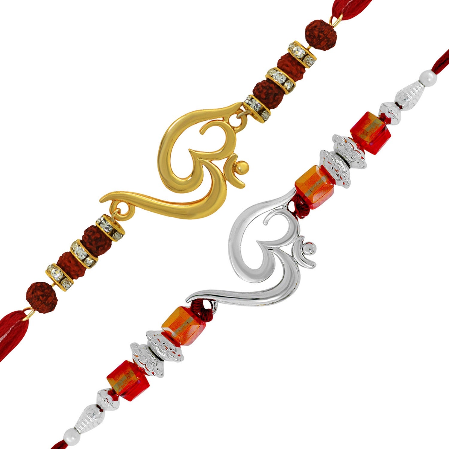 Combo of 2 OM Rakhi's with Crystal and Rudraksha