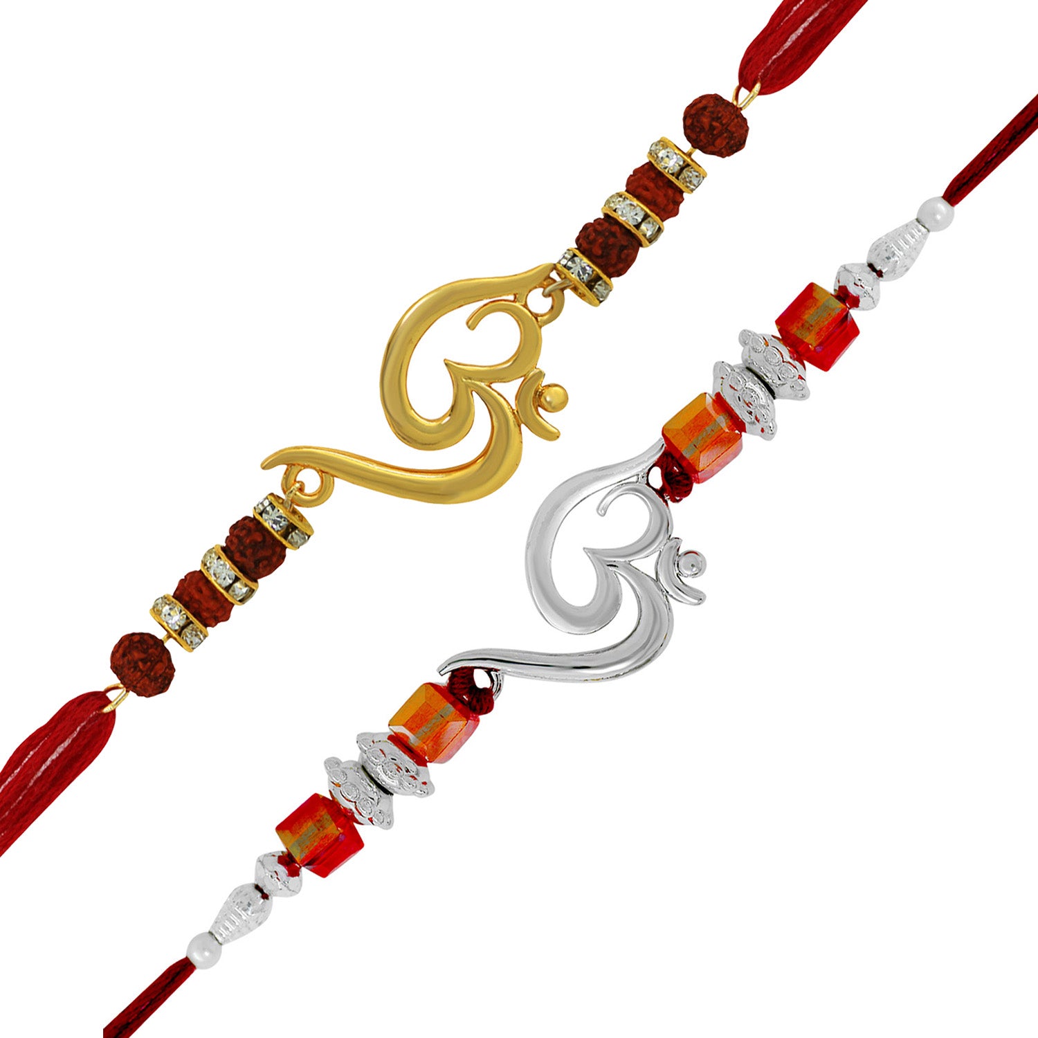 Combo of 2 OM Rakhi's with Crystal and Rudraksha