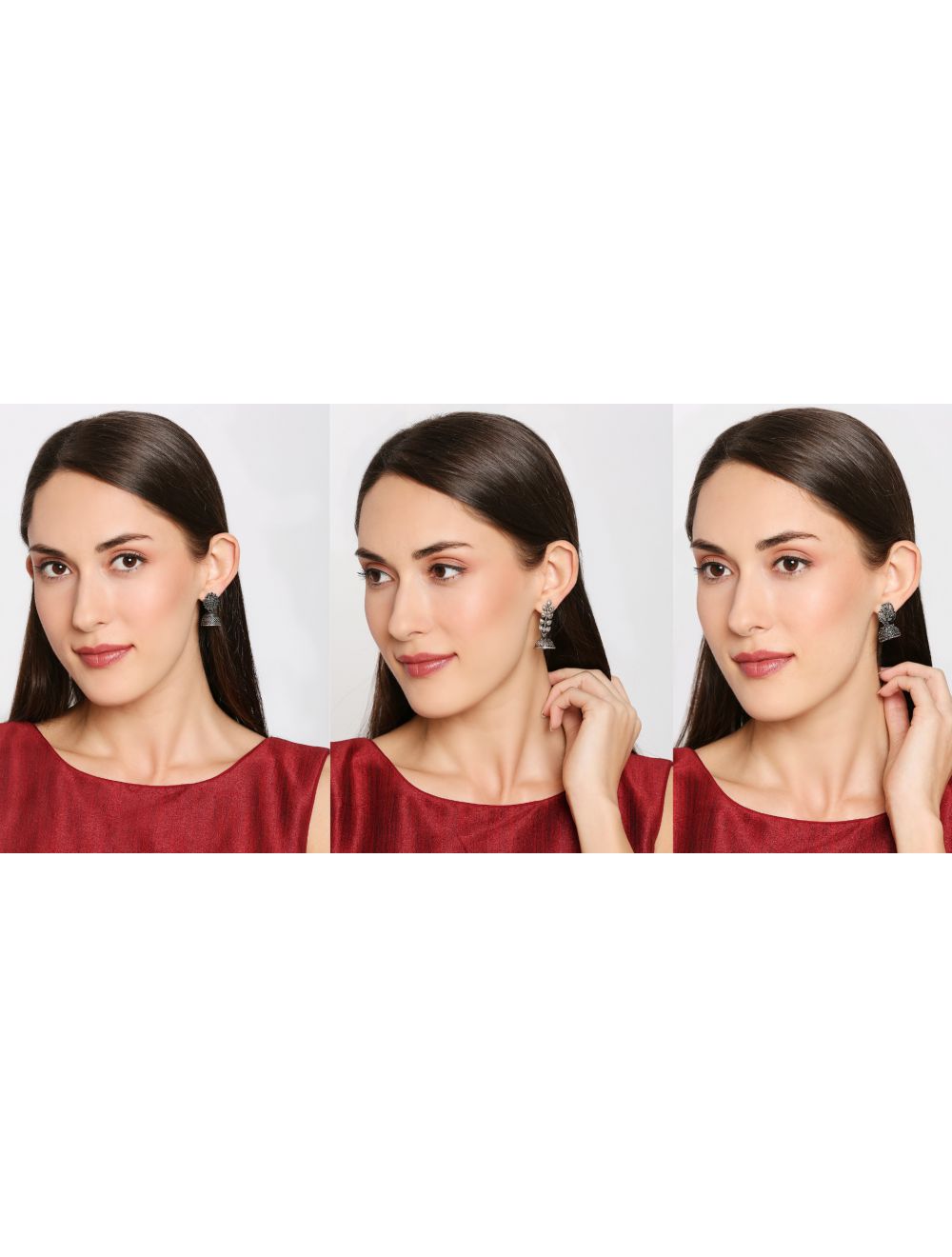 Combo of Traditional Ethnic Oxidized Silver Jhumka Earrings