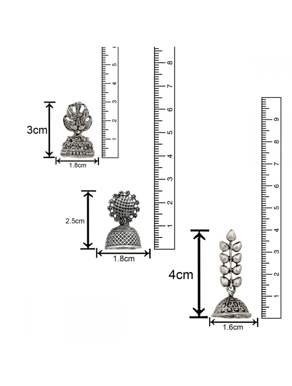 Combo of Traditional Ethnic Oxidized Silver Jhumka Earrings